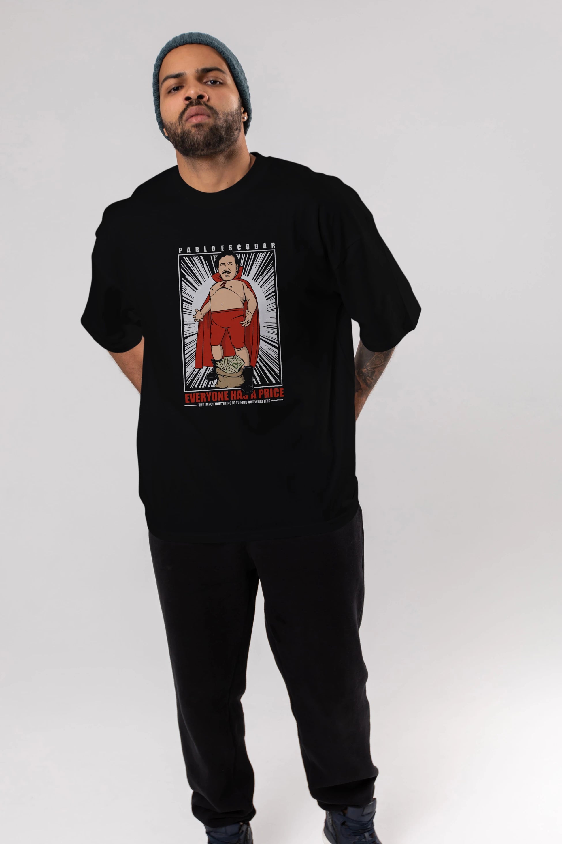 Pablo Escobar Luchador Ön Baskılı Oversize t-shirt Erkek Kadın Unisex %100 Pamuk tişort