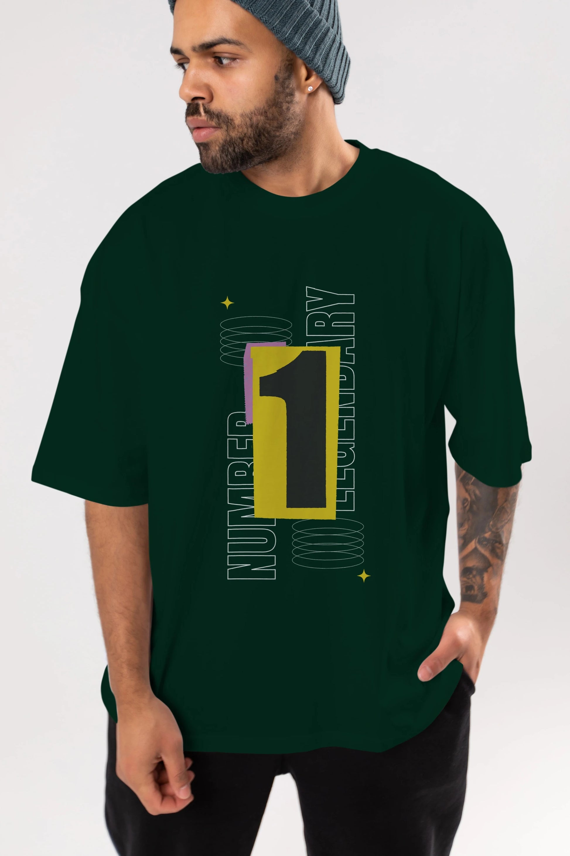 Number 1 Yazılı Ön Baskılı Oversize t-shirt Erkek Kadın Unisex