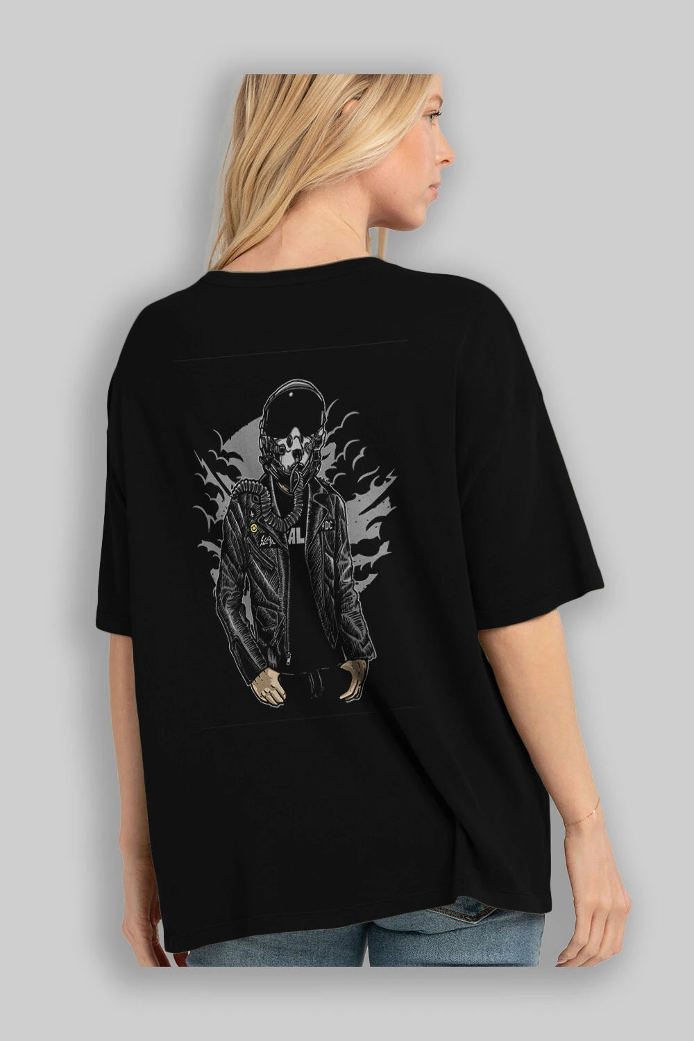 Sky Fighter Arka Baskılı Oversize t-shirt Erkek Kadın Unisex %100 Pamuk