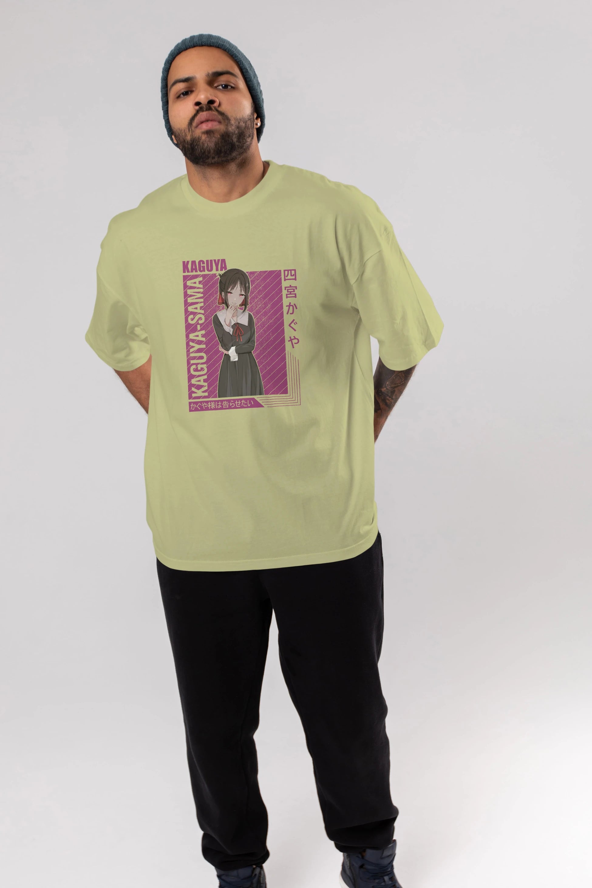 Kaguya Shinomiya 4 1 Anime Ön Baskılı Oversize t-shirt %100 pamuk Erkek Kadın Unisex