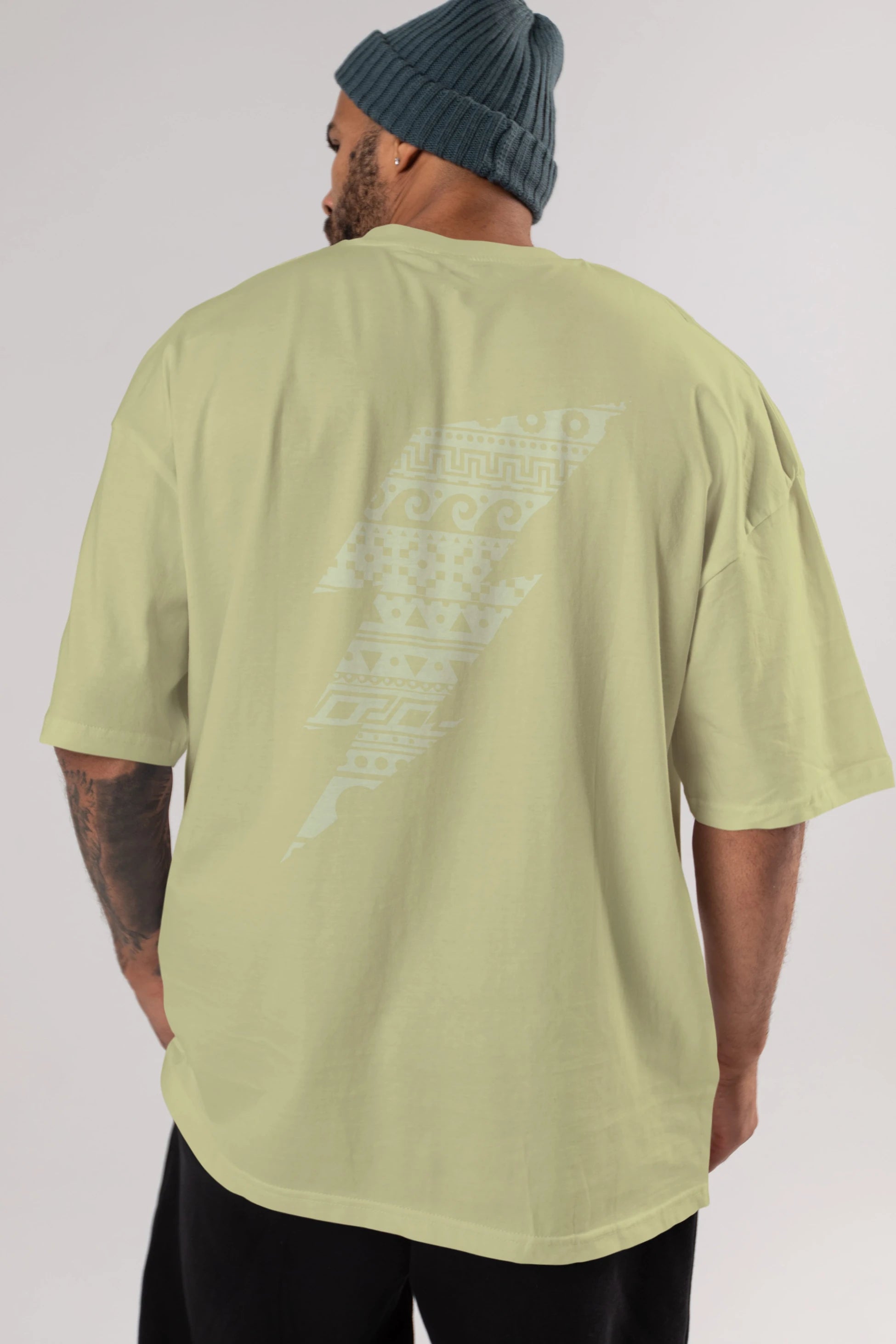 Thunderbolt Arka Baskılı Oversize t-shirt %100 pamuk Erkek Kadın Unisex