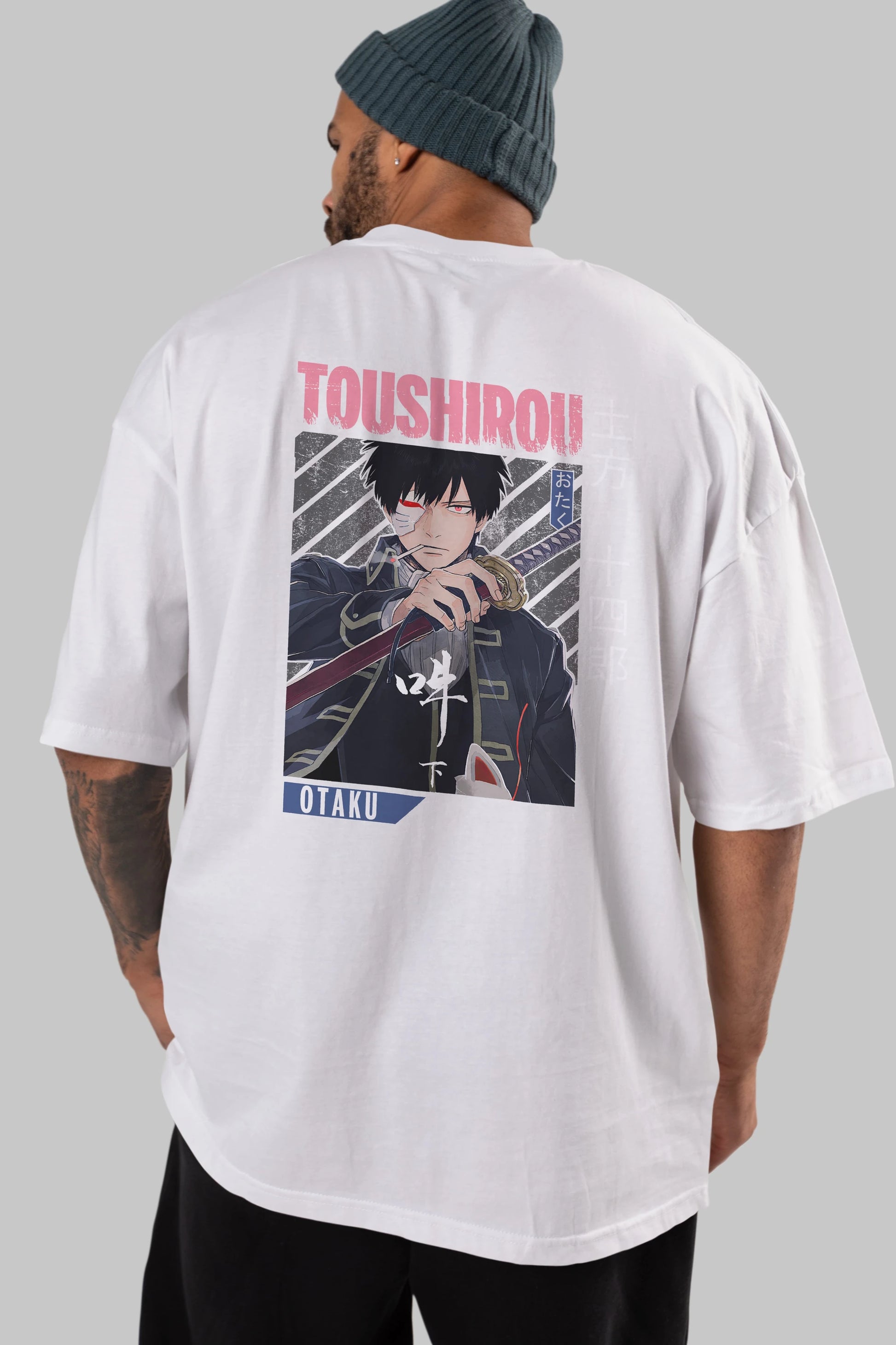 Toushirou Hijikata 1 Anime Arka Baskılı Oversize t-shirt Erkek Kadın Unisex