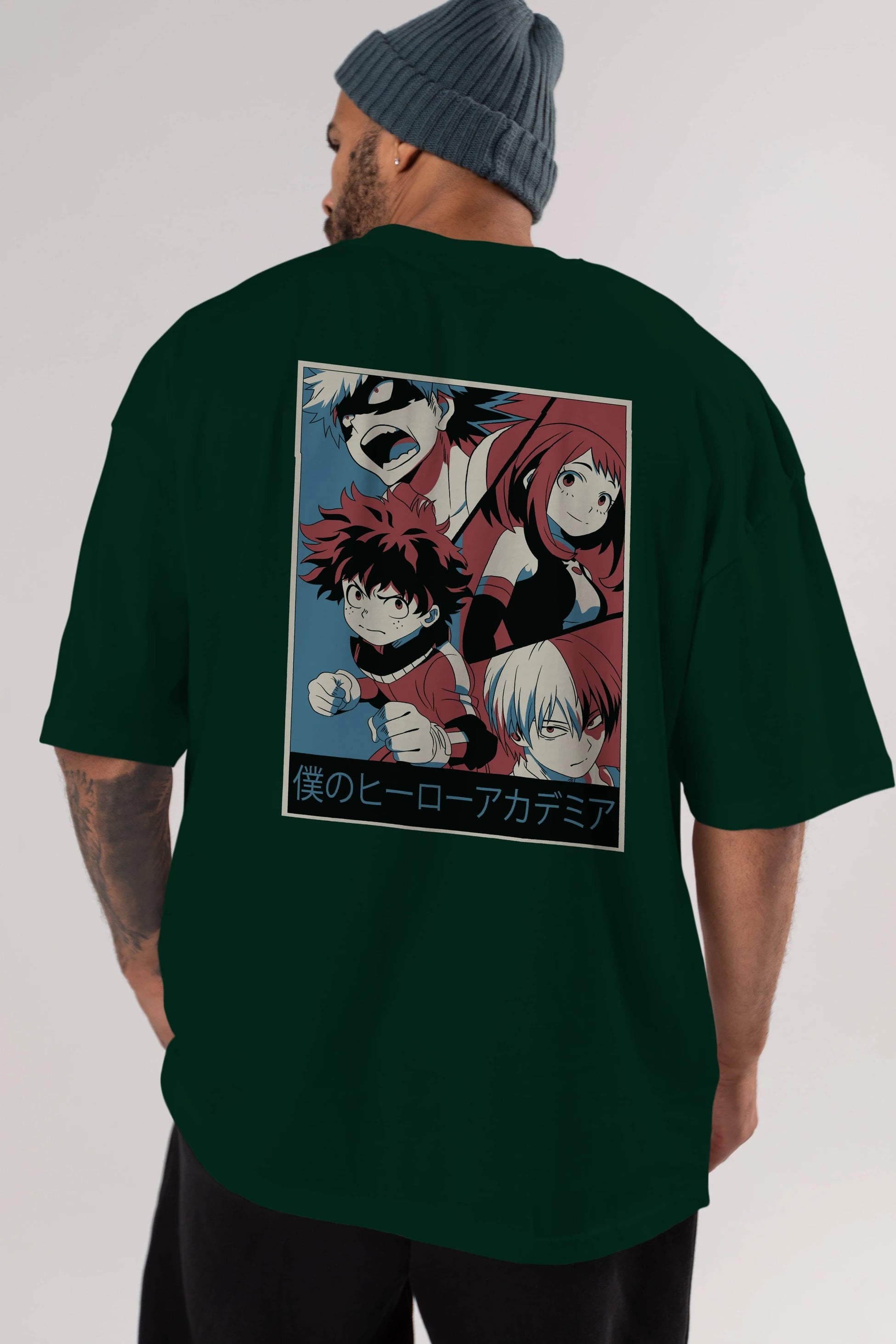 BokuNoHero Anime Arka Baskılı Oversize t-shirt Erkek Kadın Unisex