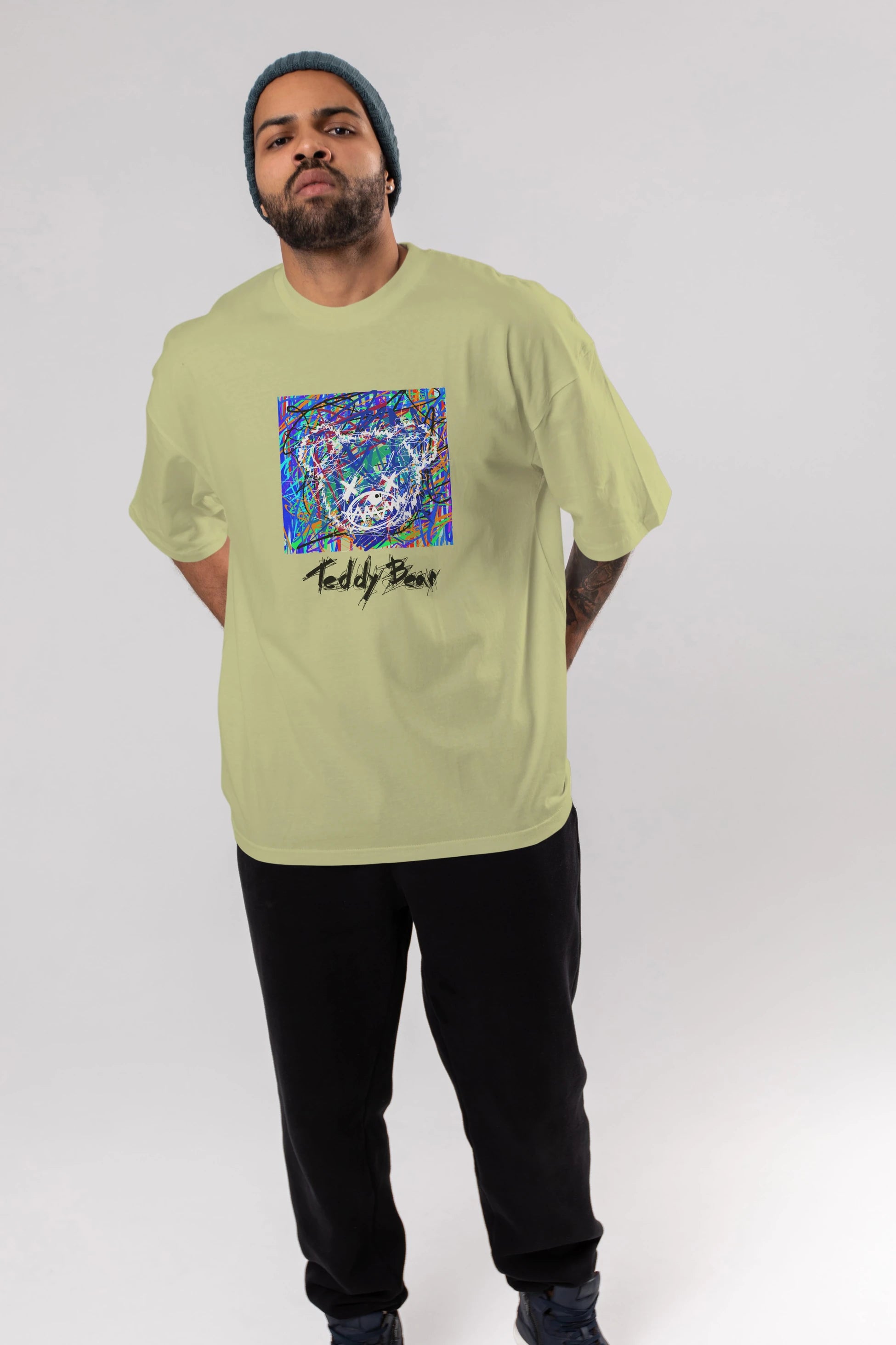 Teddy Bear 3 Ön Baskılı Oversize t-shirt Erkek Kadın Unisex
