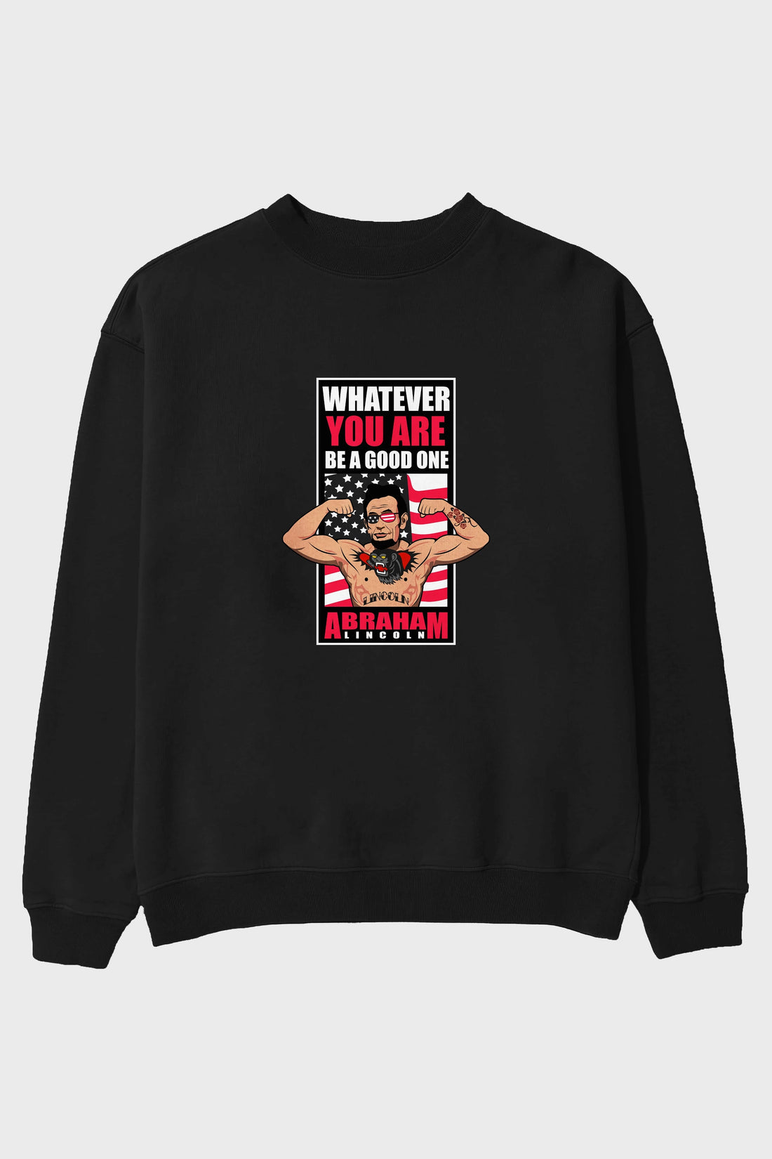 Lincoln Fighter Ön Baskılı Oversize Sweatshirt Erkek Kadın Unisex