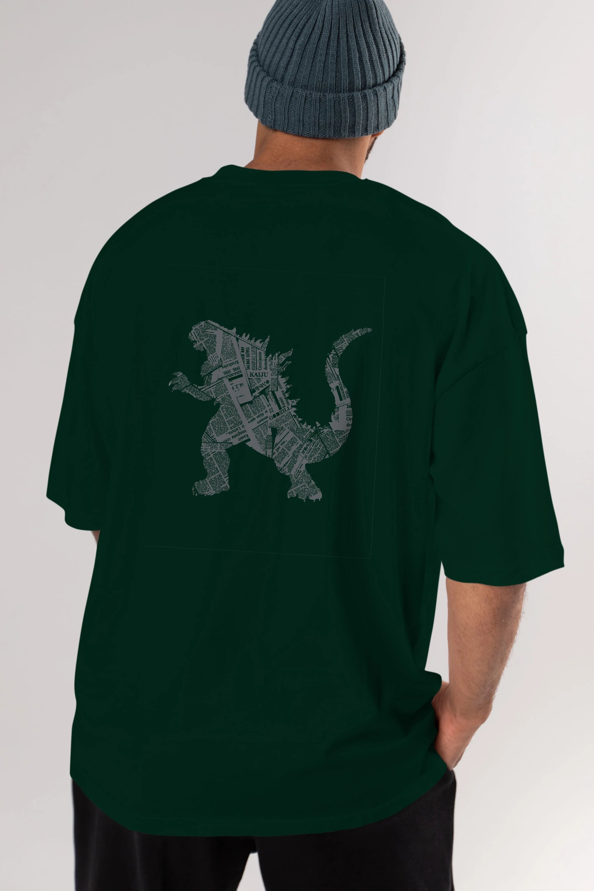 Kaiju Arka Baskılı Oversize t-shirt %100 pamuk Erkek Kadın Unisex