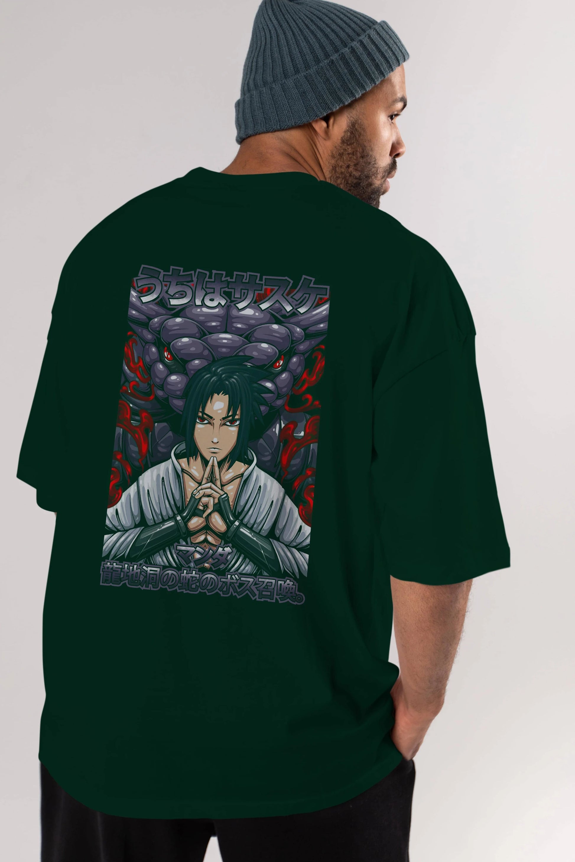 NARUTO SASUKE UCHIHA Anime Arka Baskılı Oversize t-shirt Erkek Kadın Unisex