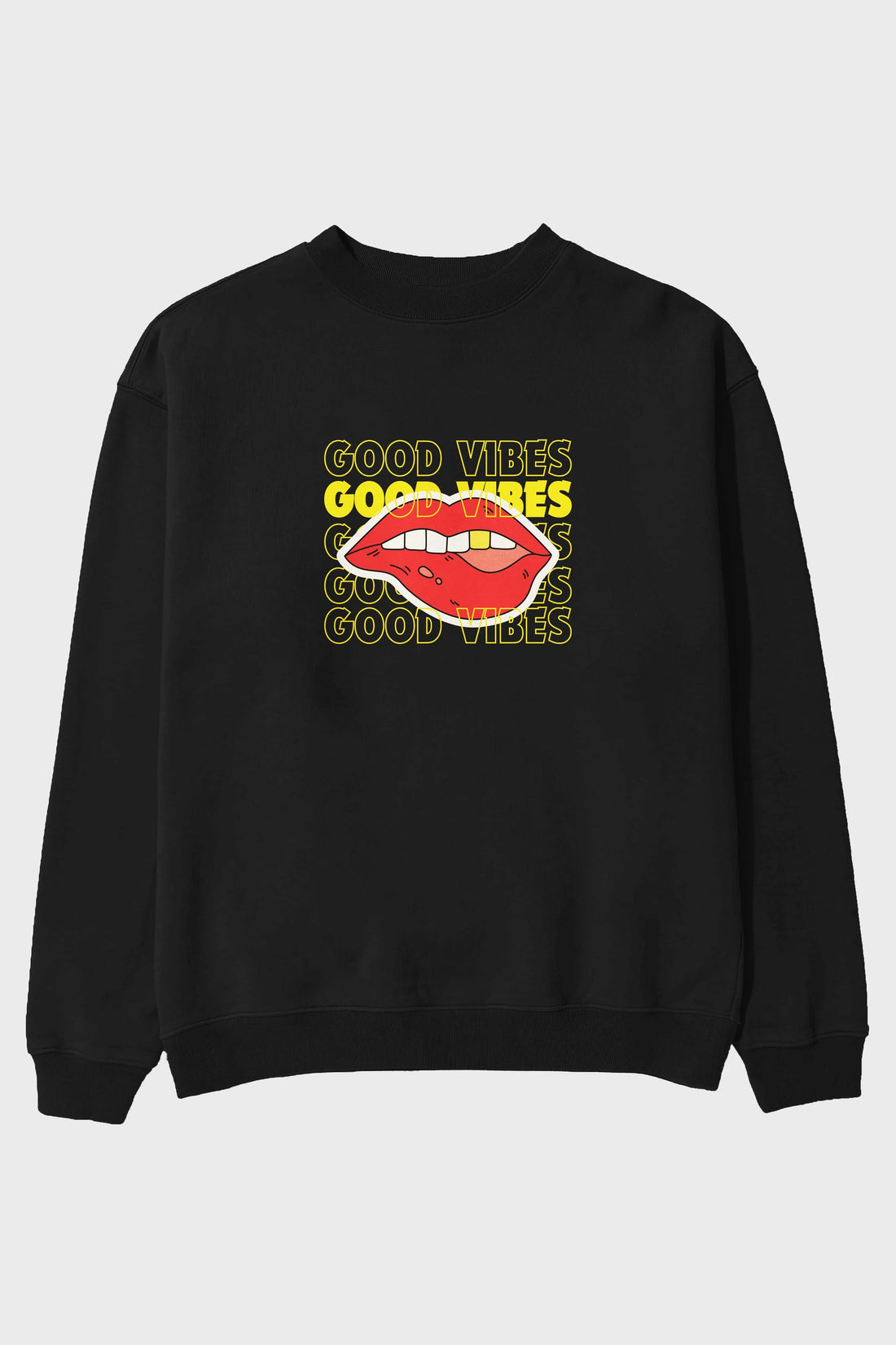 Good Vibes Yazılı 2 Ön Baskılı Oversize Sweatshirt Erkek Kadın Unisex