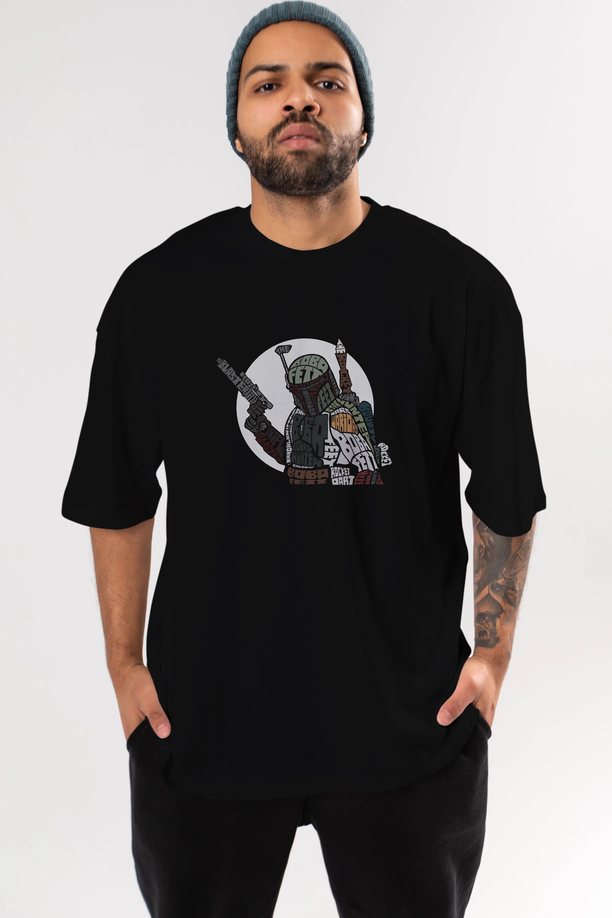 Boba Fett Ön Baskılı Oversize t-shirt %100 pamuk Erkek Kadın Unisex