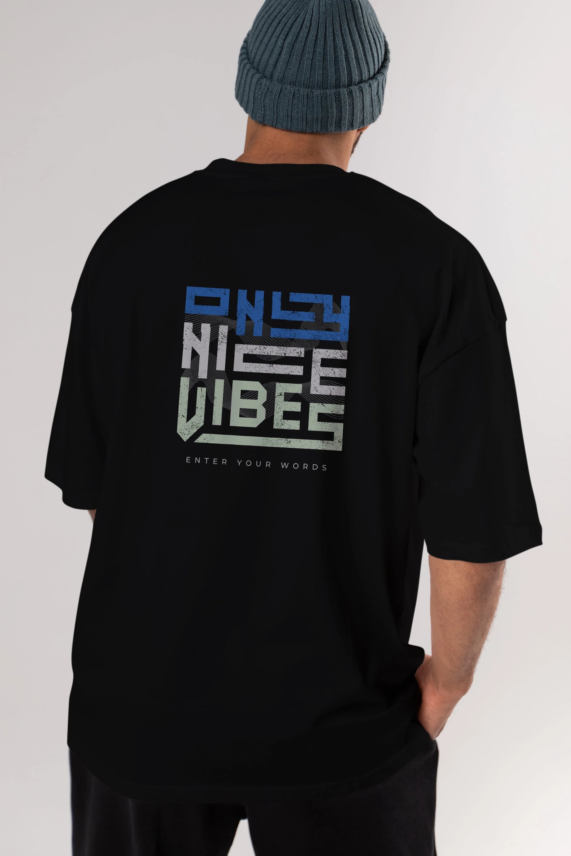 Only Nice Vibes Arka Baskılı Oversize t-shirt Erkek Kadın Unisex