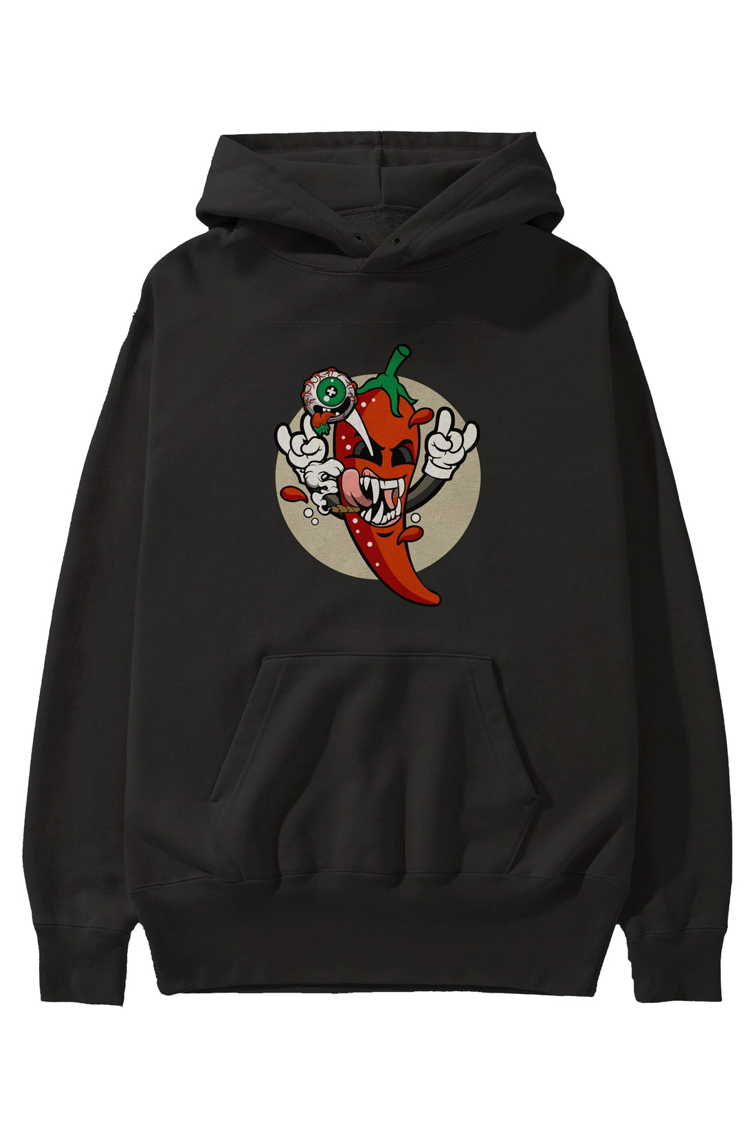 Chili Monster Ön Baskılı Hoodie Oversize Kapüşonlu Sweatshirt Erkek Kadın Unisex