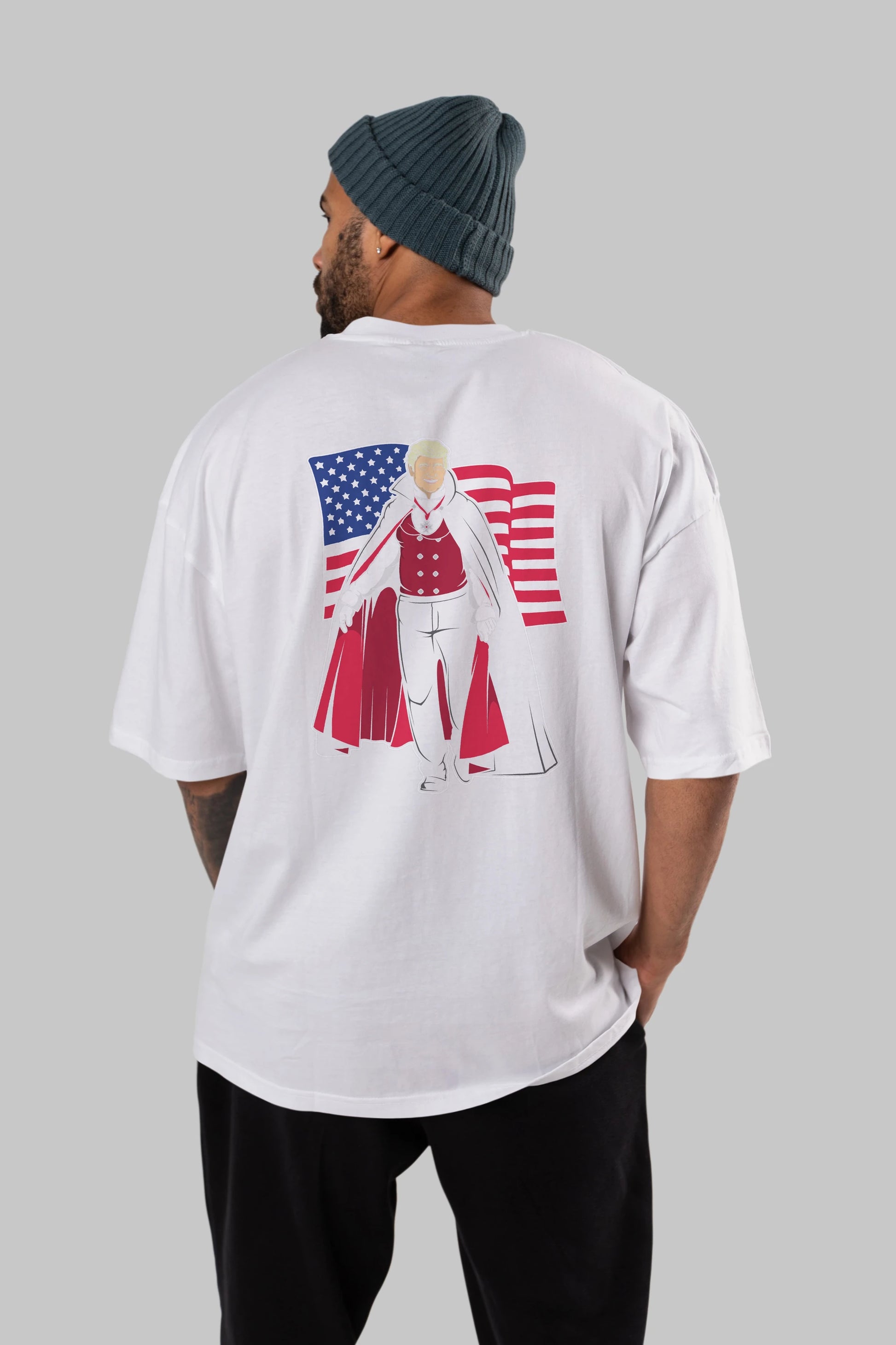 Trump Dracula Arka Baskılı Oversize t-shirt Erkek Kadın Unisex %100 Pamuk tişort