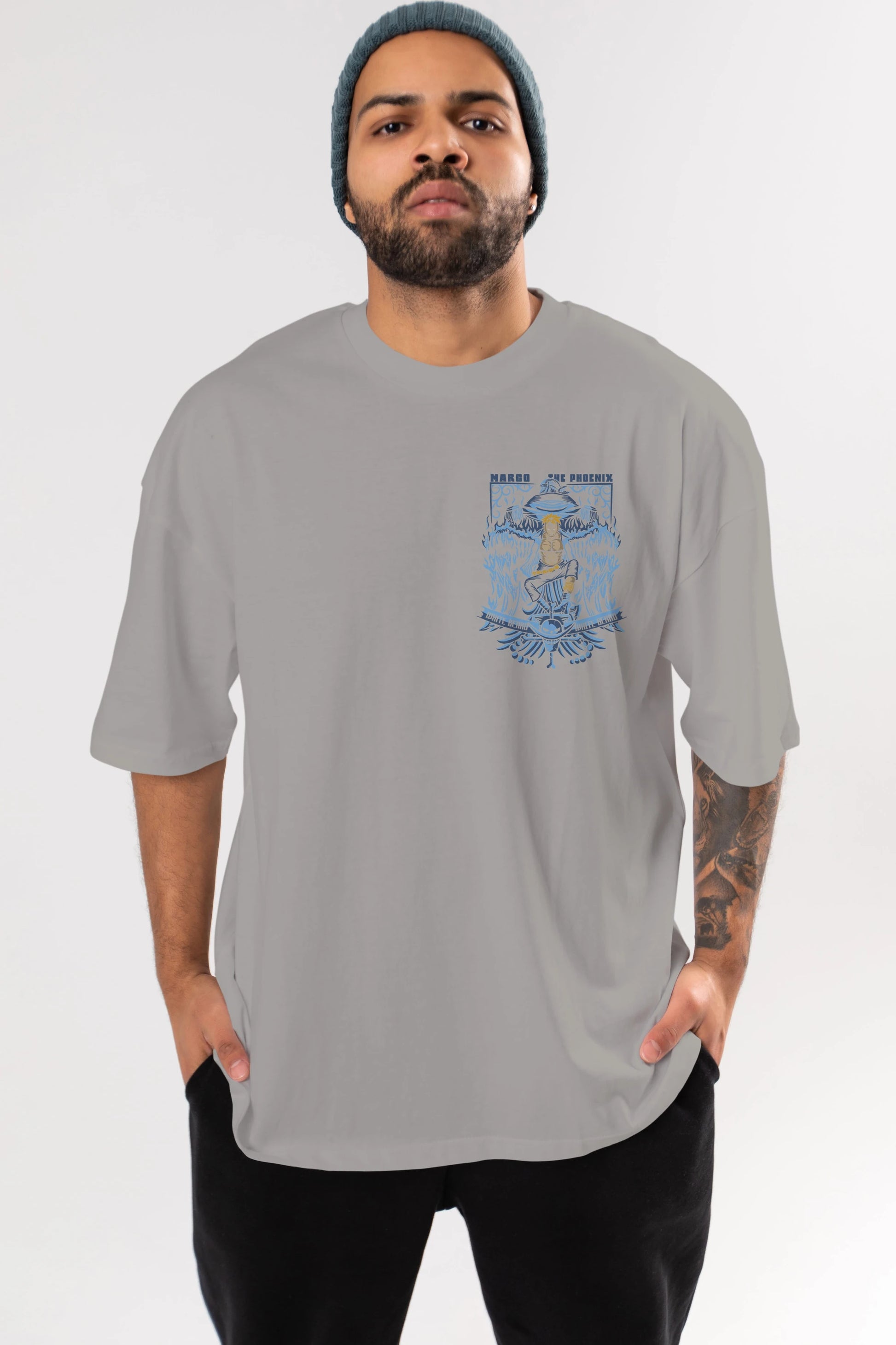 MARCO EL FENIX One Piece Ön Sol Baskılı Oversize t-shirt Erkek Kadın Unisex %100 Pamuk Bisiklet Yaka tişort
