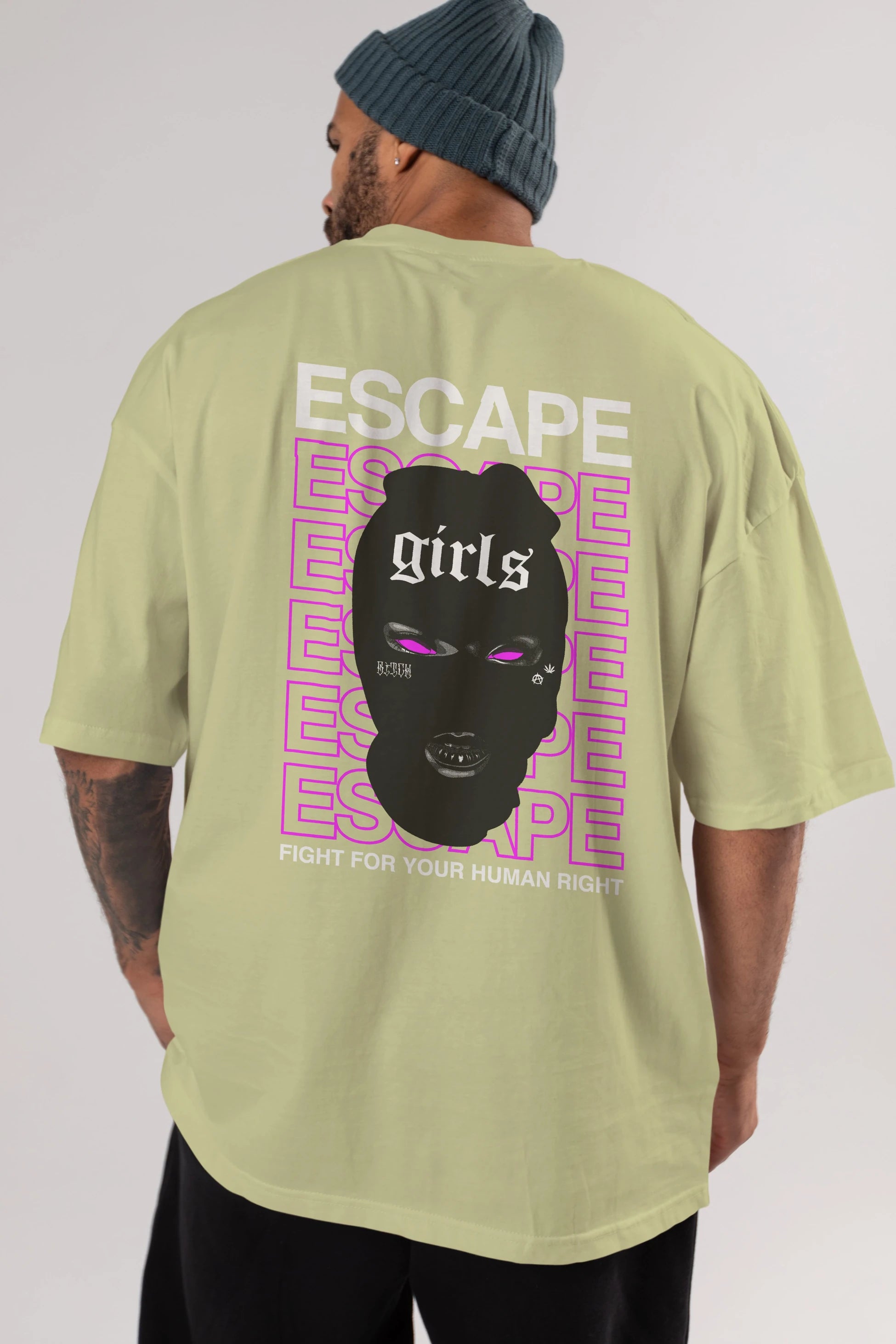 Escape Girl Arka Baskılı Oversize t-shirt Erkek Kadın Unisex