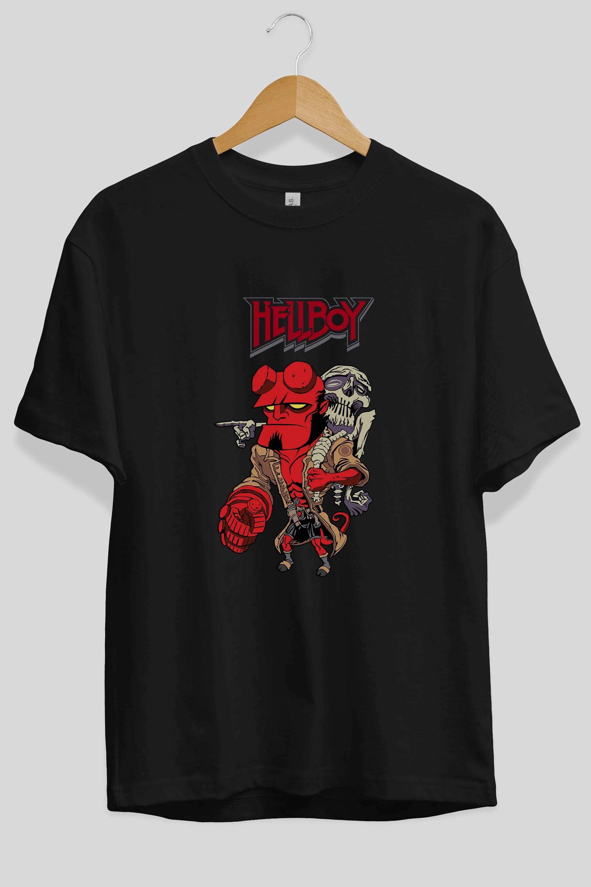 Hellboy (2) Ön Baskılı Oversize t-shirt Erkek Kadın Unisex %100 Pamuk Bisiklet Yaka tişort