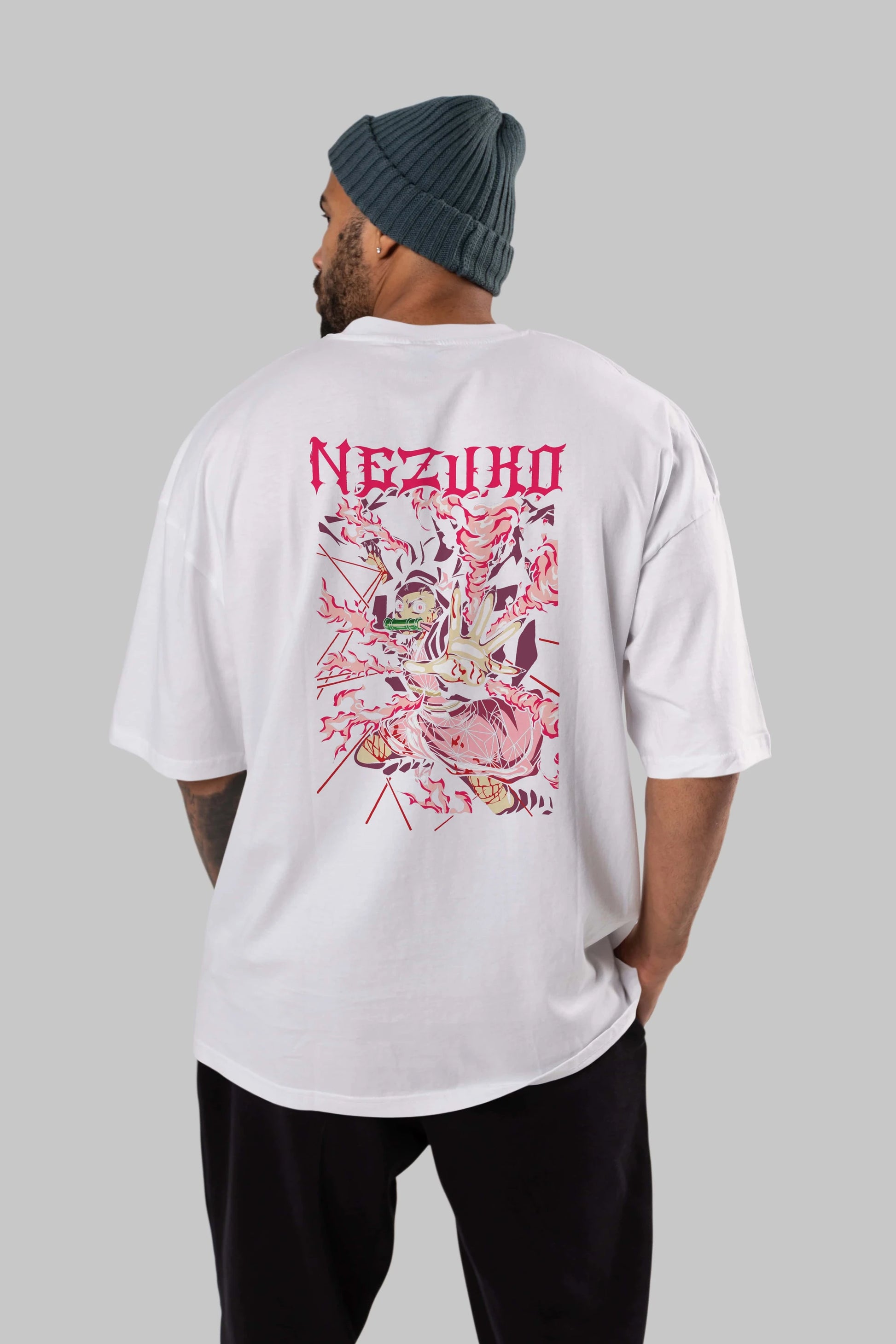NEZUKO KAMADO Anime Arka Baskılı Oversize t-shirt Erkek Kadın Unisex