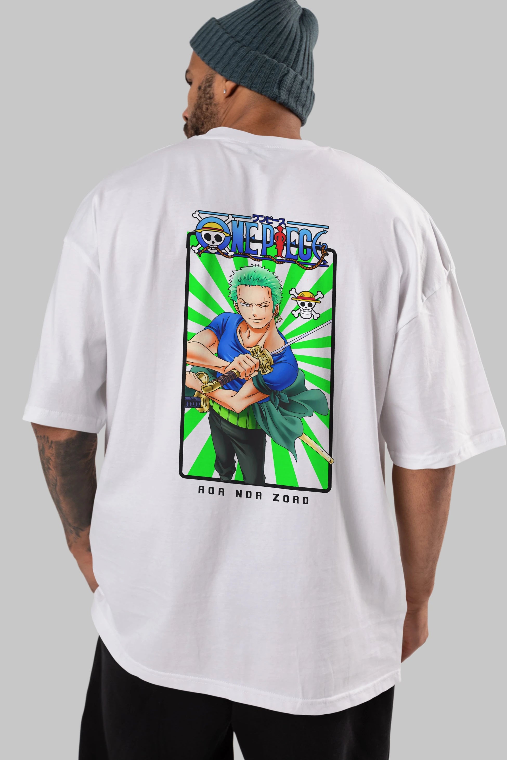 Roronoa Zoro 6 Anime Arka Baskılı Oversize t-shirt Erkek Kadın Unisex %100 pamuk tişort