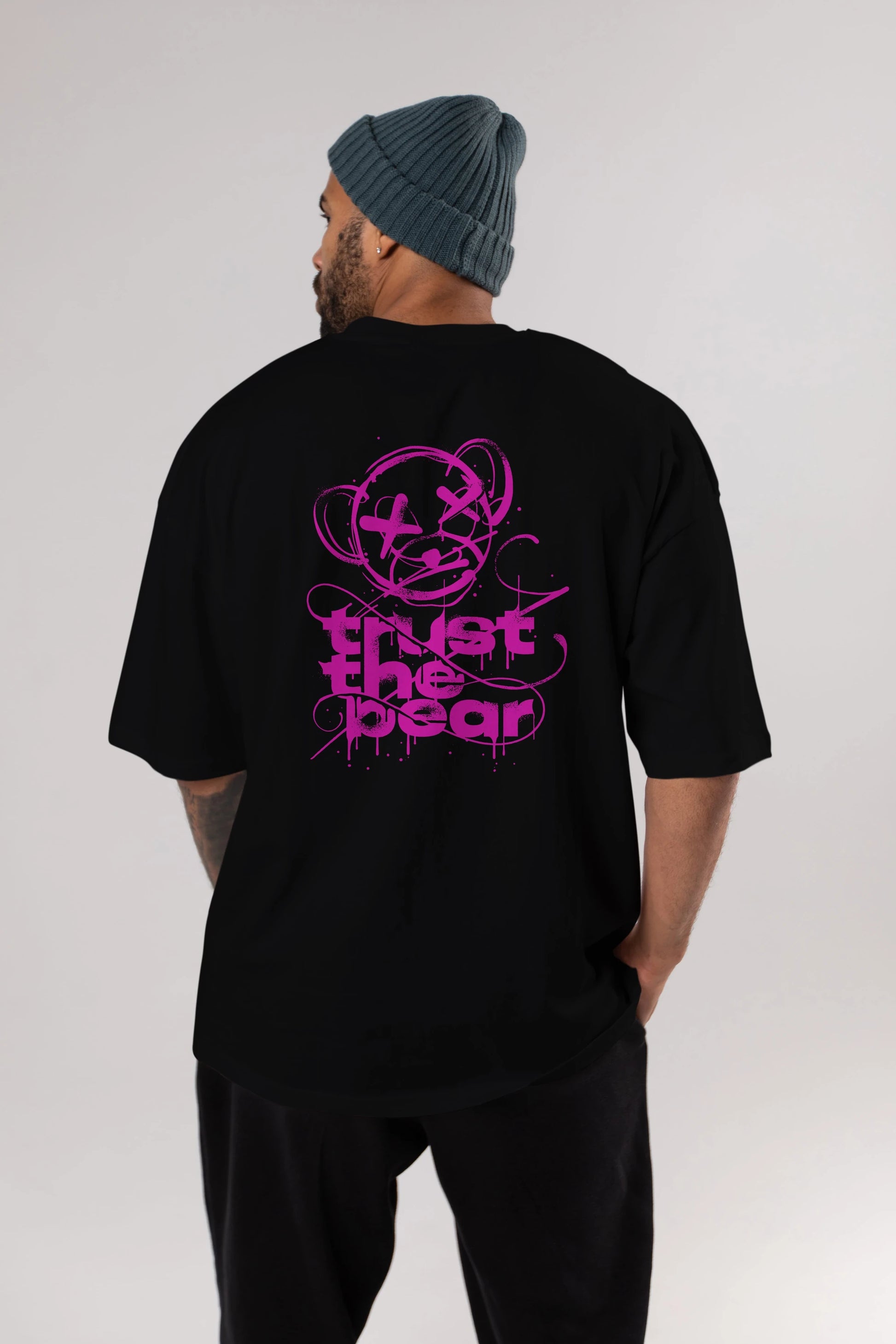 Trust The Bear 2 Arka Baskılı Oversize t-shirt Erkek Kadın Unisex
