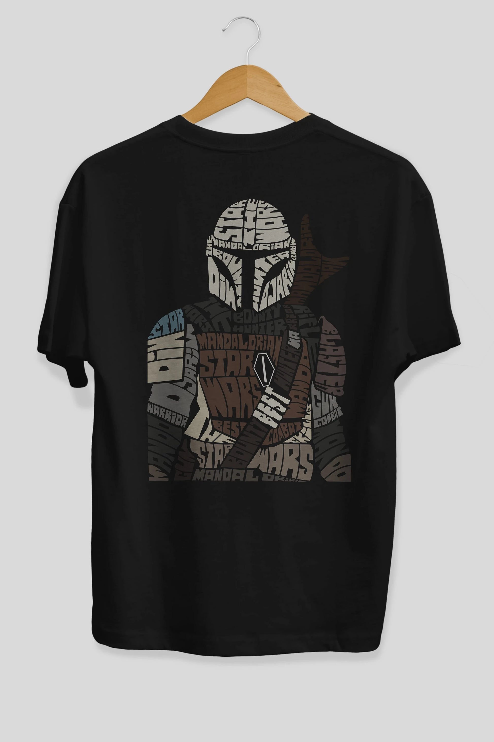 Mandalorian Arka Baskılı Oversize t-shirt %100 pamuk Erkek Kadın Unisex