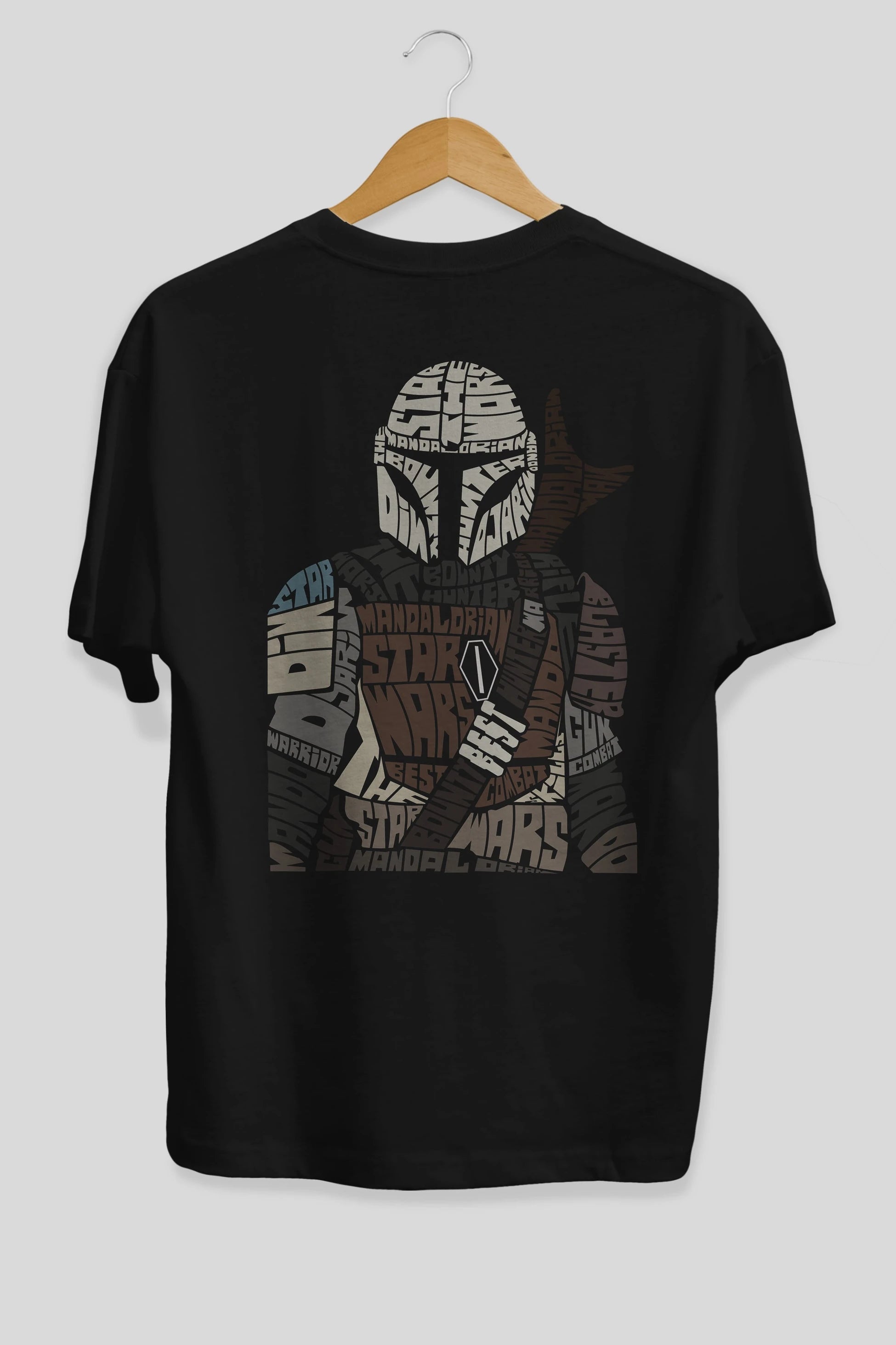 Mandalorian Arka Baskılı Oversize t-shirt %100 pamuk Erkek Kadın Unisex