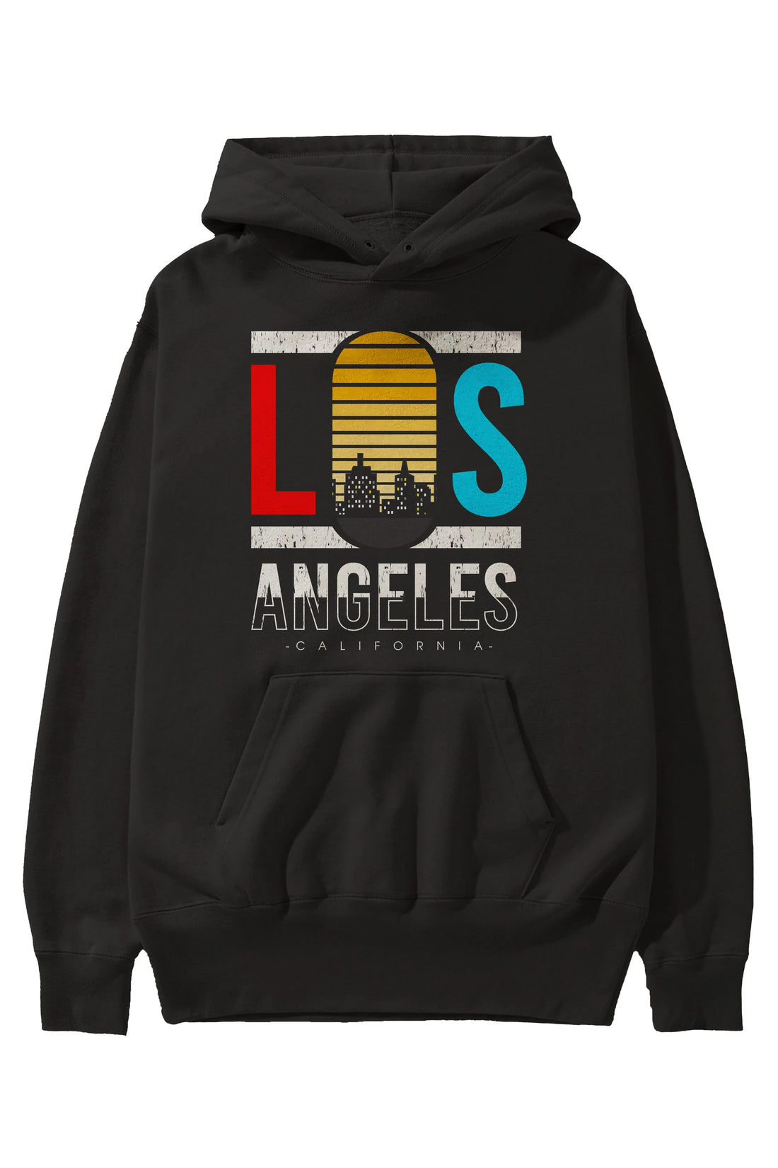 Los Angeles Ön Baskılı Oversize Hoodie Kapüşonlu Sweatshirt Erkek Kadın Unisex