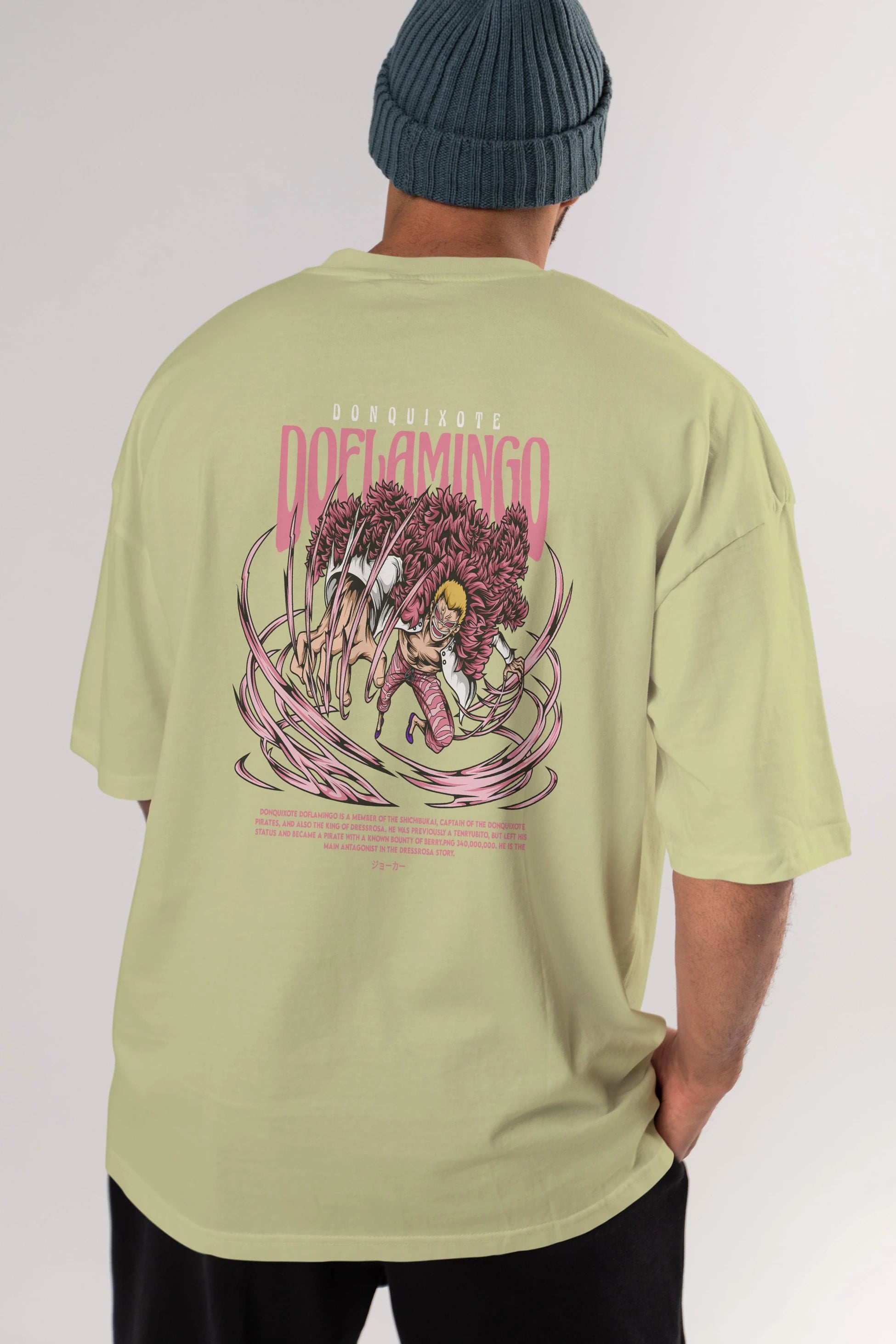 Doflamingo Anime Arka Baskılı Oversize t-shirt Erkek Kadın Unisex