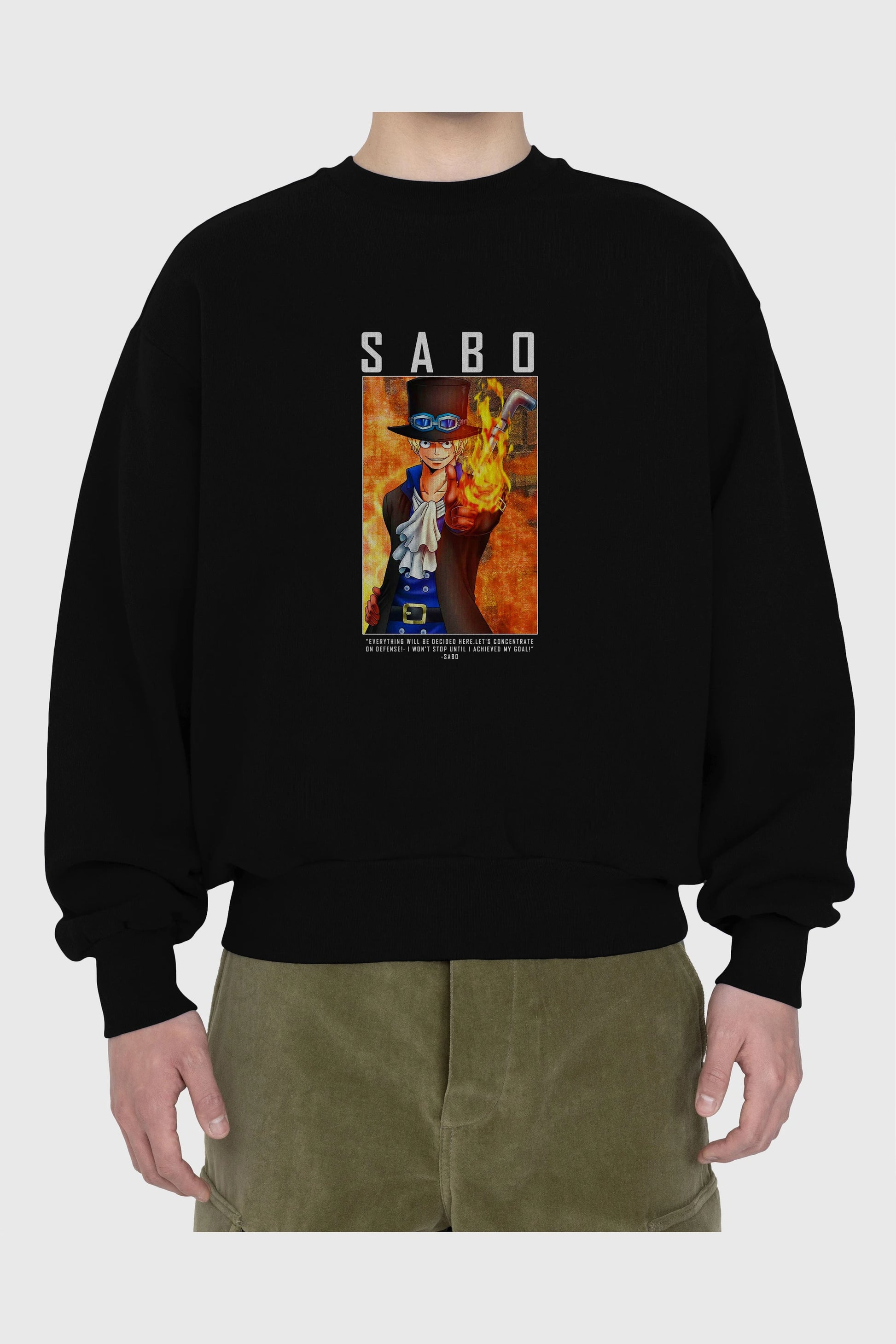 Sabo Ön Baskılı Anime Oversize Sweatshirt Erkek Kadın Unisex