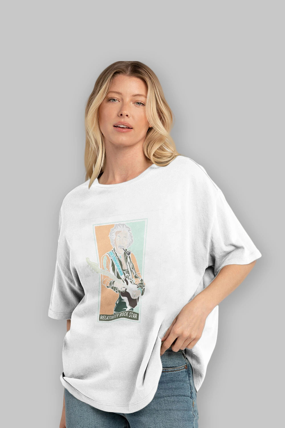 Jimmy Einstein Ön Baskılı Oversize t-shirt Erkek Kadın Unisex %100 Pamuk tişort