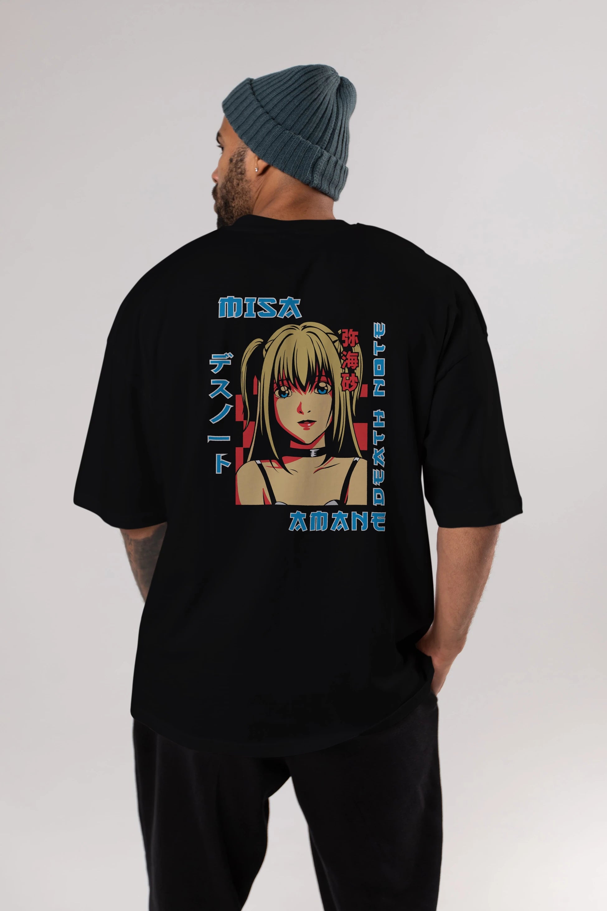 MISA-DEATH NOTE Anime Arka Baskılı Oversize t-shirt Erkek Kadın Unisex