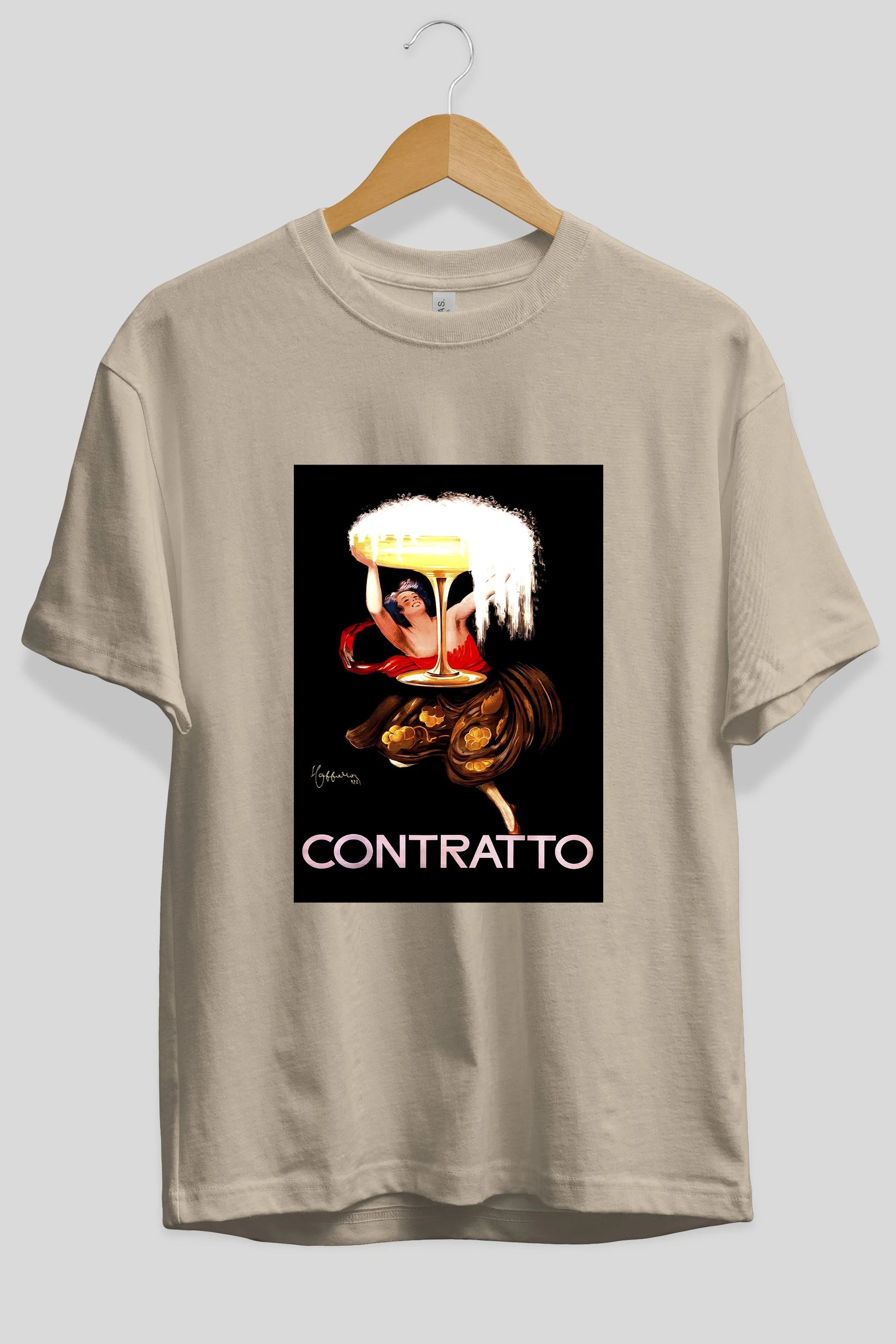 Contratto Ön Baskılı Oversize t-shirt Erkek Kadın Unisex %100 Pamuk Bisiklet Yaka tişort
