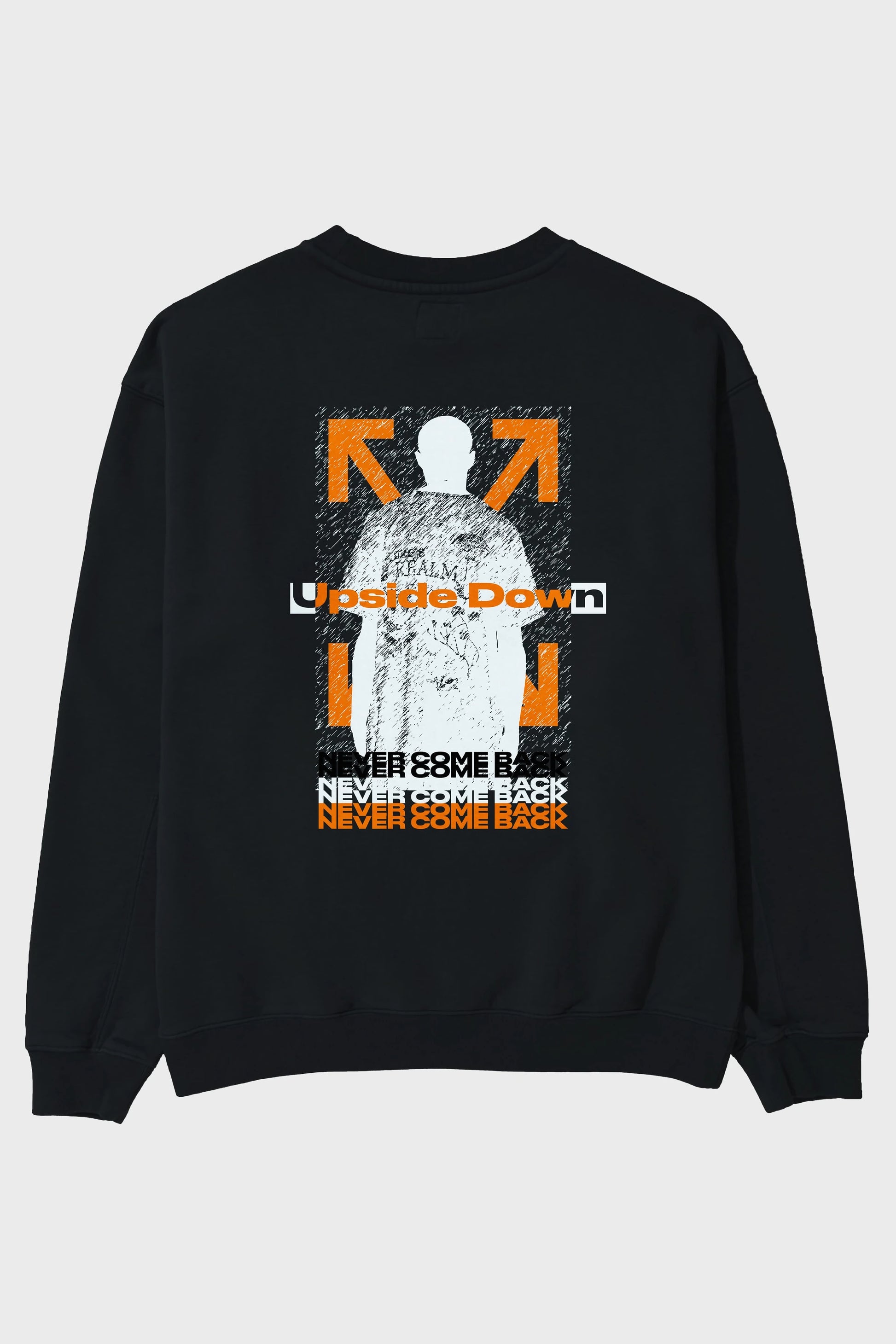 Upside Down Arka Baskılı Oversize Sweatshirt Erkek Kadın Unisex