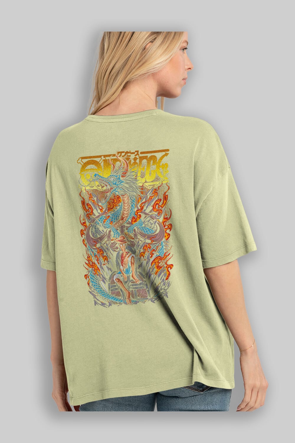 MONKEY D. LUFF-ONE PIECE Anime Arka Baskılı Oversize t-shirt Erkek Kadın Unisex
