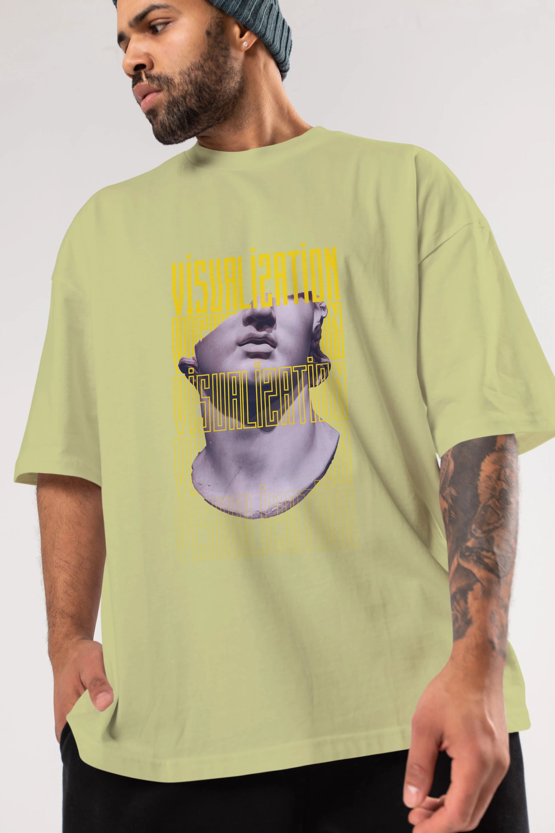 Visualization Yazılı Ön Baskılı Oversize t-shirt Erkek Kadın Unisex