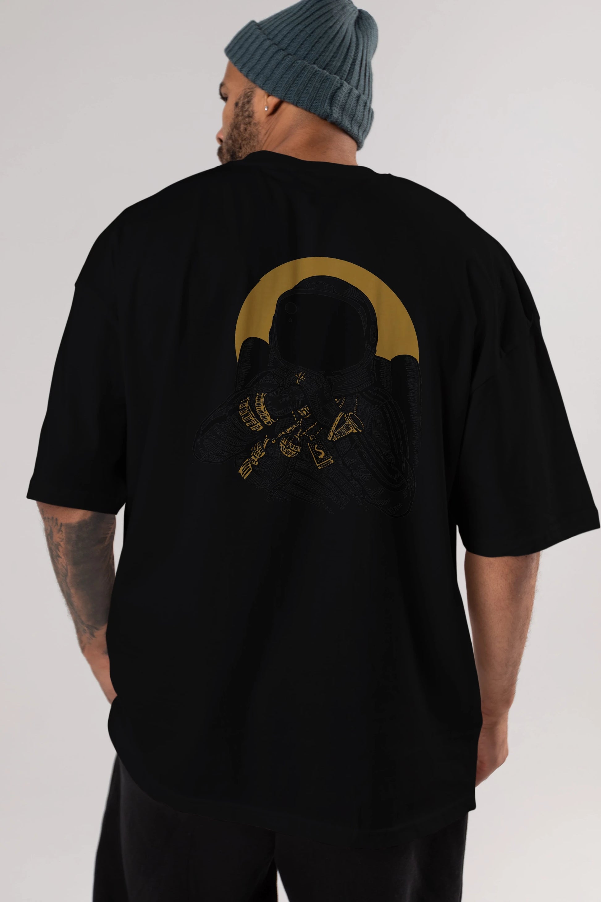 Space Dee Jay Arka Baskılı Oversize t-shirt Erkek Kadın Unisex %100 Pamuk