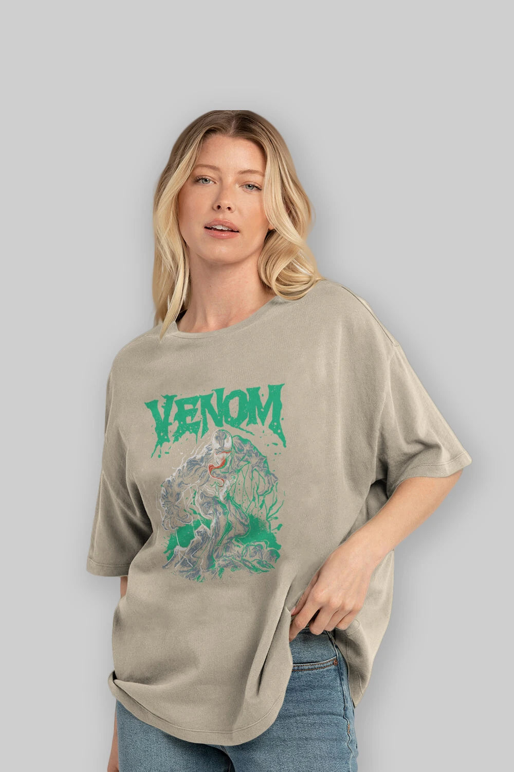 Venom (3) Ön Baskılı Oversize t-shirt Erkek Kadın Unisex %100 Pamuk Bisiklet Yaka tişort