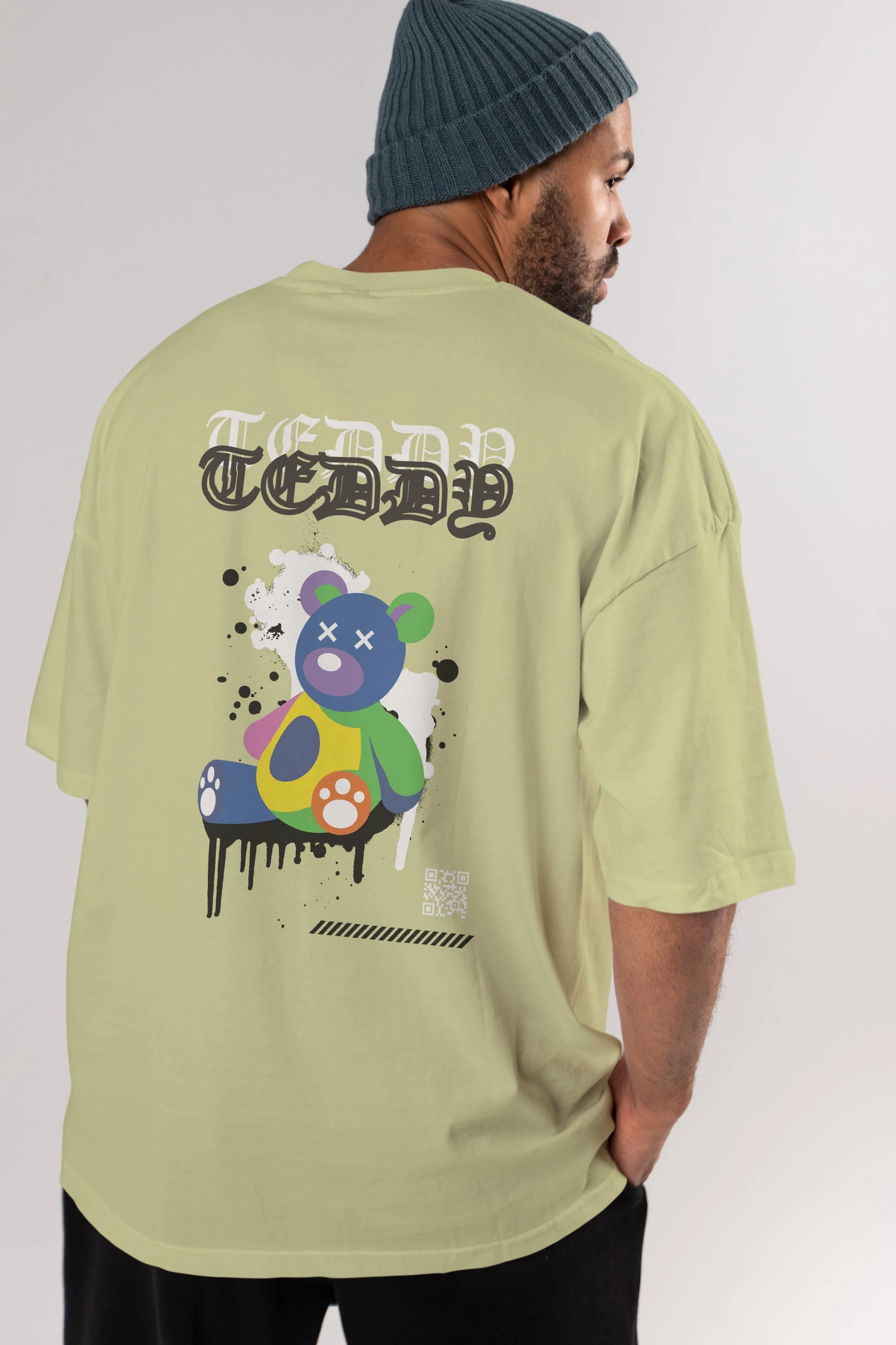 Teddy Bear Arka Baskılı Oversize t-shirt Erkek Kadın Unisex