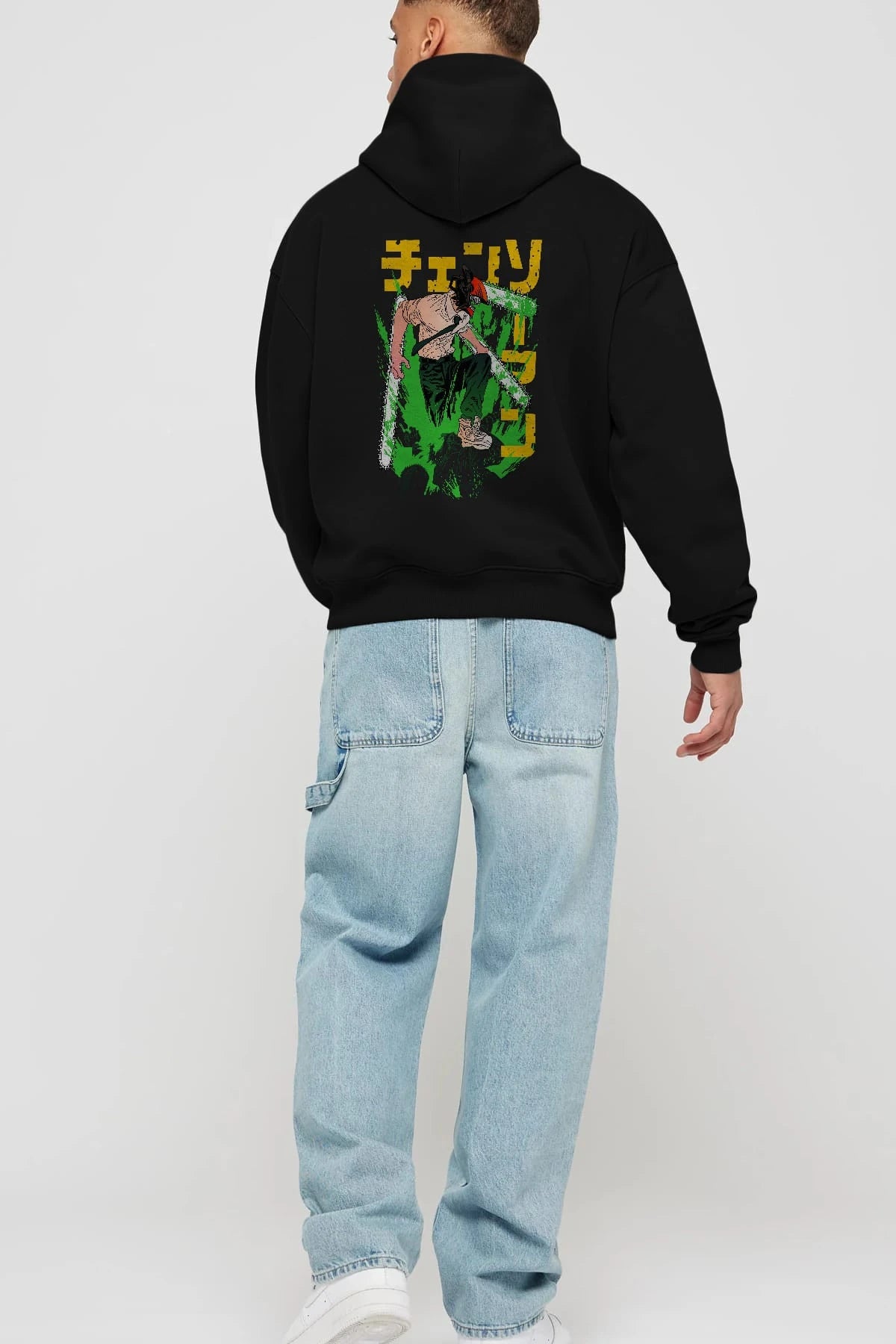 CHAINSAWMAN DENJI Anime Arka Baskılı Hoodie Oversize Kapüşonlu Sweatshirt Erkek Kadın Unisex