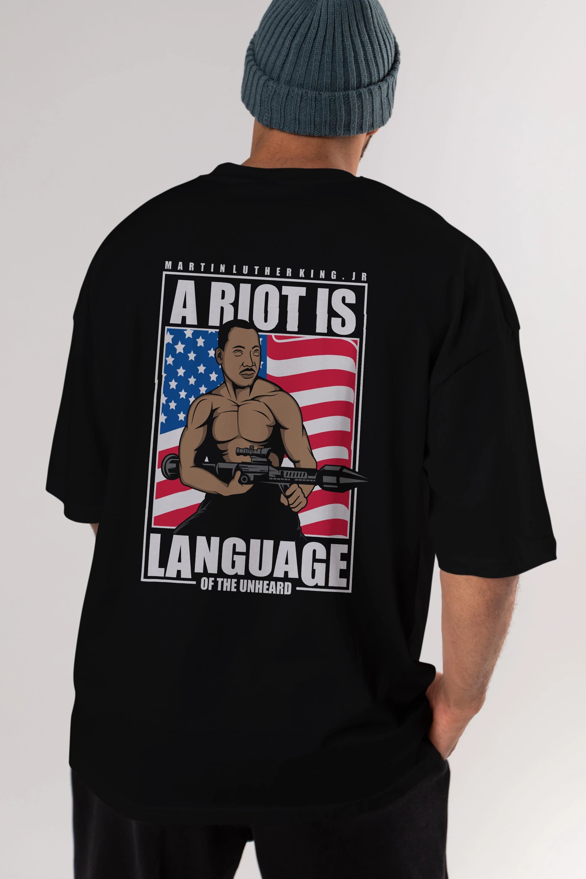 Luther King Jr Rambo Arka Baskılı Oversize t-shirt Erkek Kadın Unisex %100 Pamuk tişort