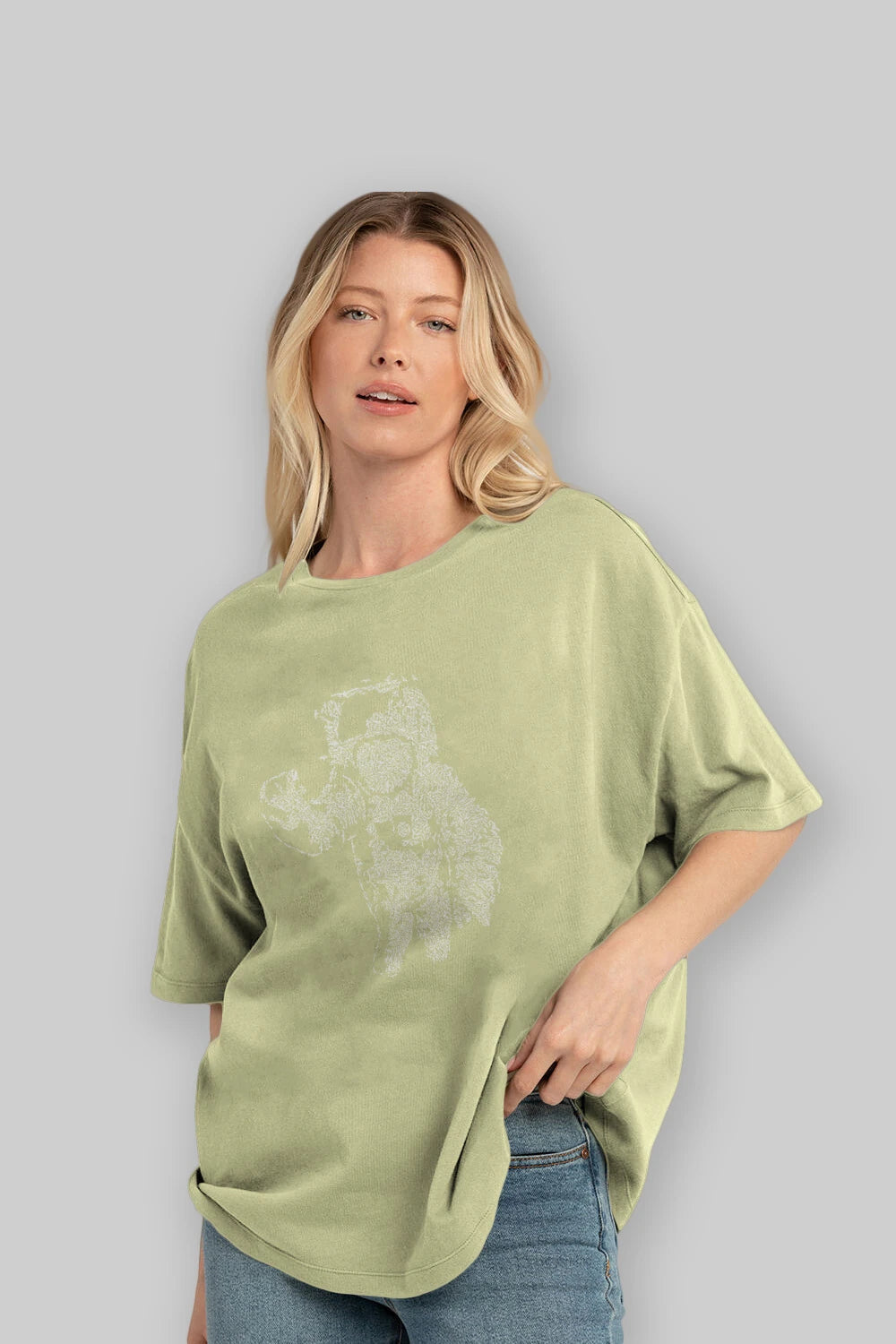 Flying Astronaut Ön Baskılı Oversize t-shirt %100 pamuk Erkek Kadın Unisex