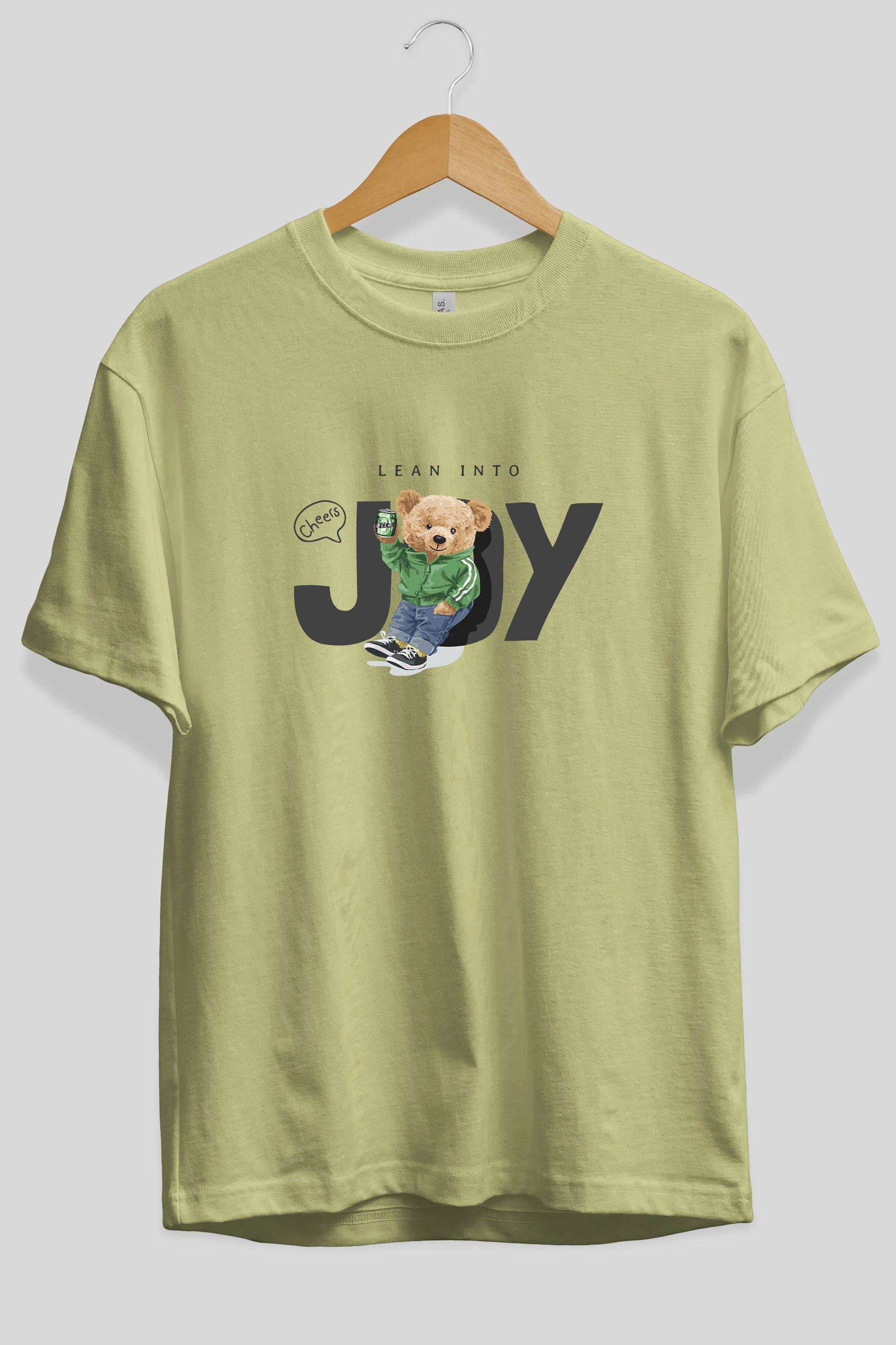 Teddy Bear Joy Ön Baskılı Oversize t-shirt Erkek Kadın Unisex %100 Pamuk