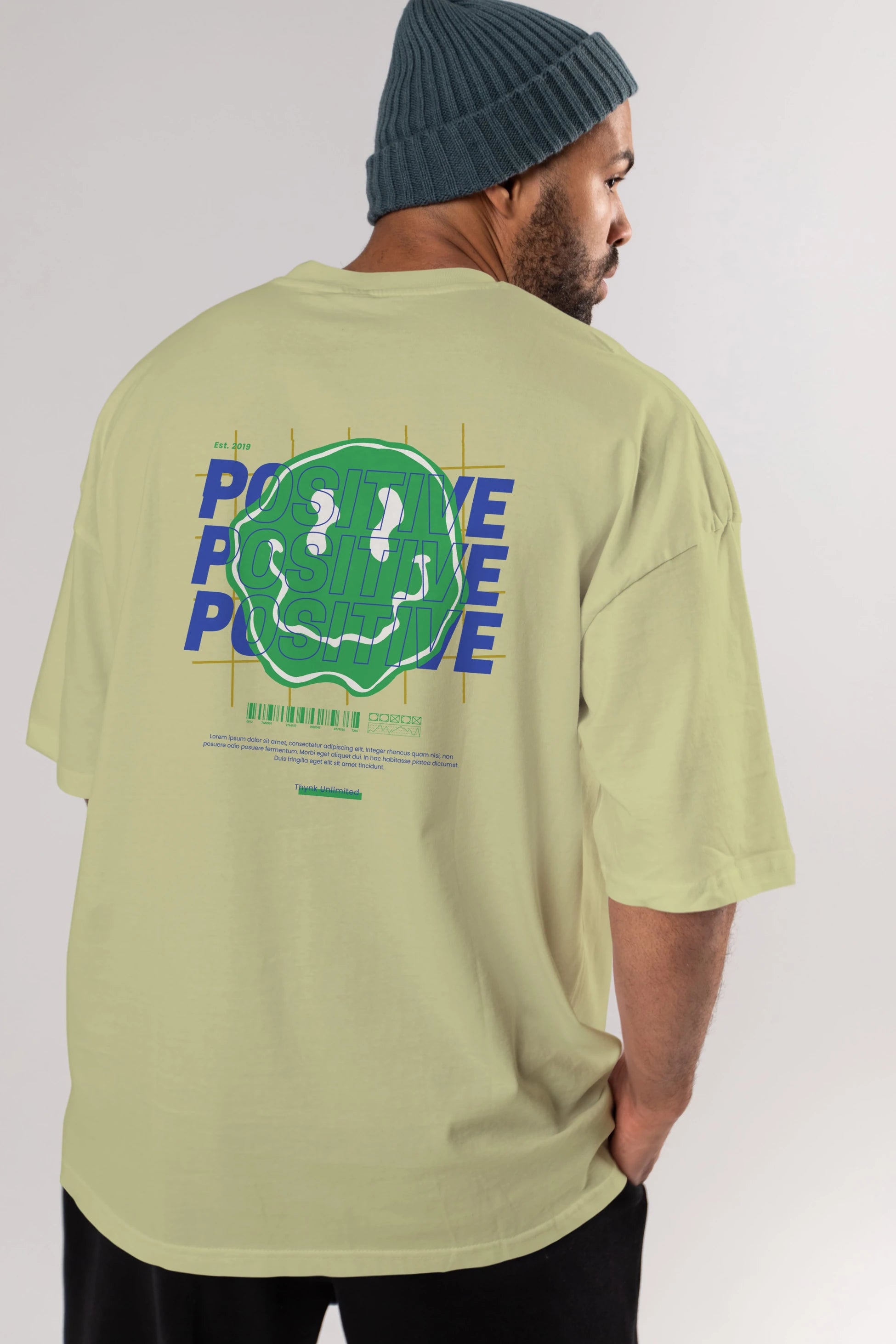 Positive 2 Arka Baskılı Oversize t-shirt Erkek Kadın Unisex