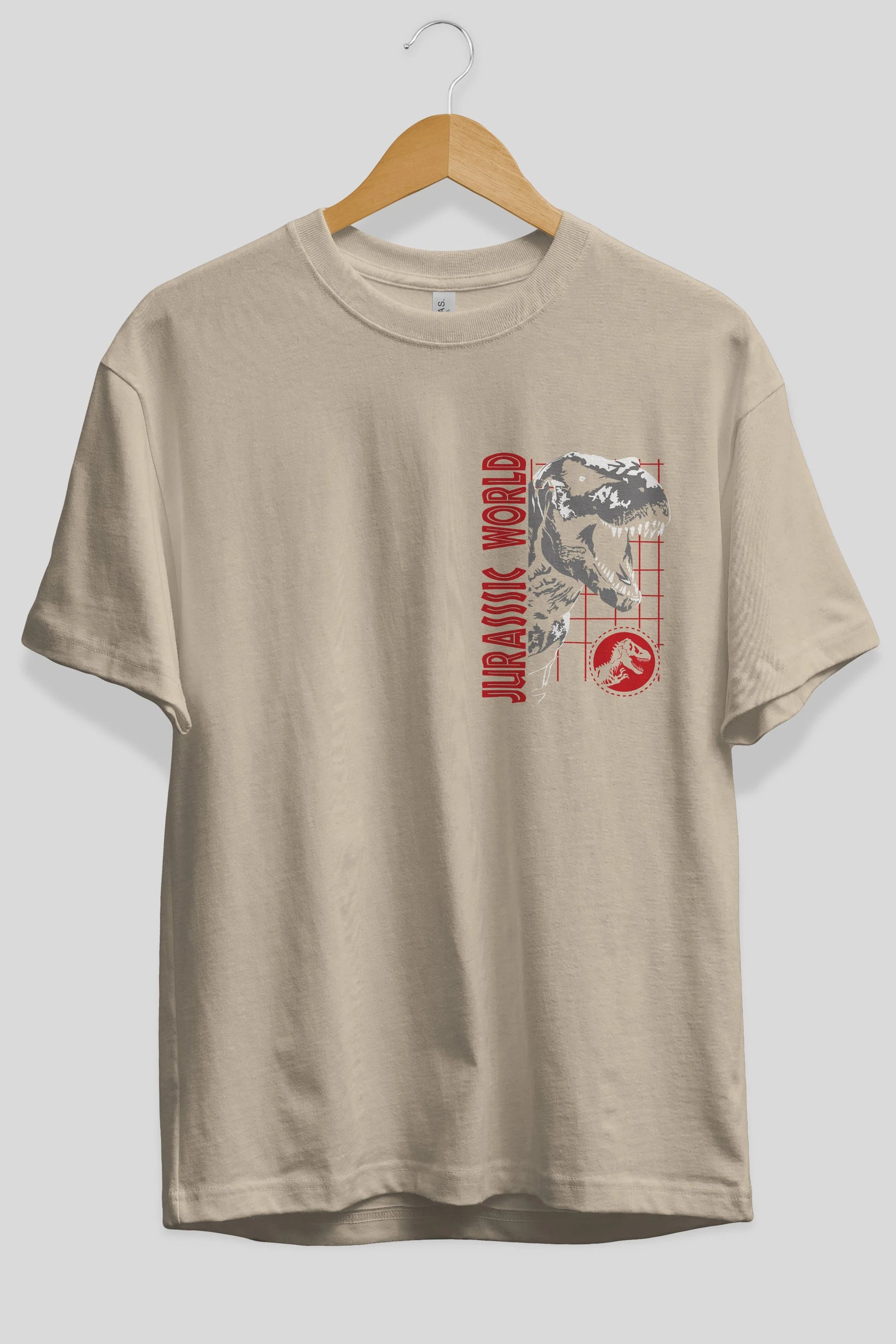 Jurassic Park (2) Ön Sol Baskılı Oversize t-shirt Erkek Kadın Unisex %100 Pamuk Bisiklet Yaka tişort