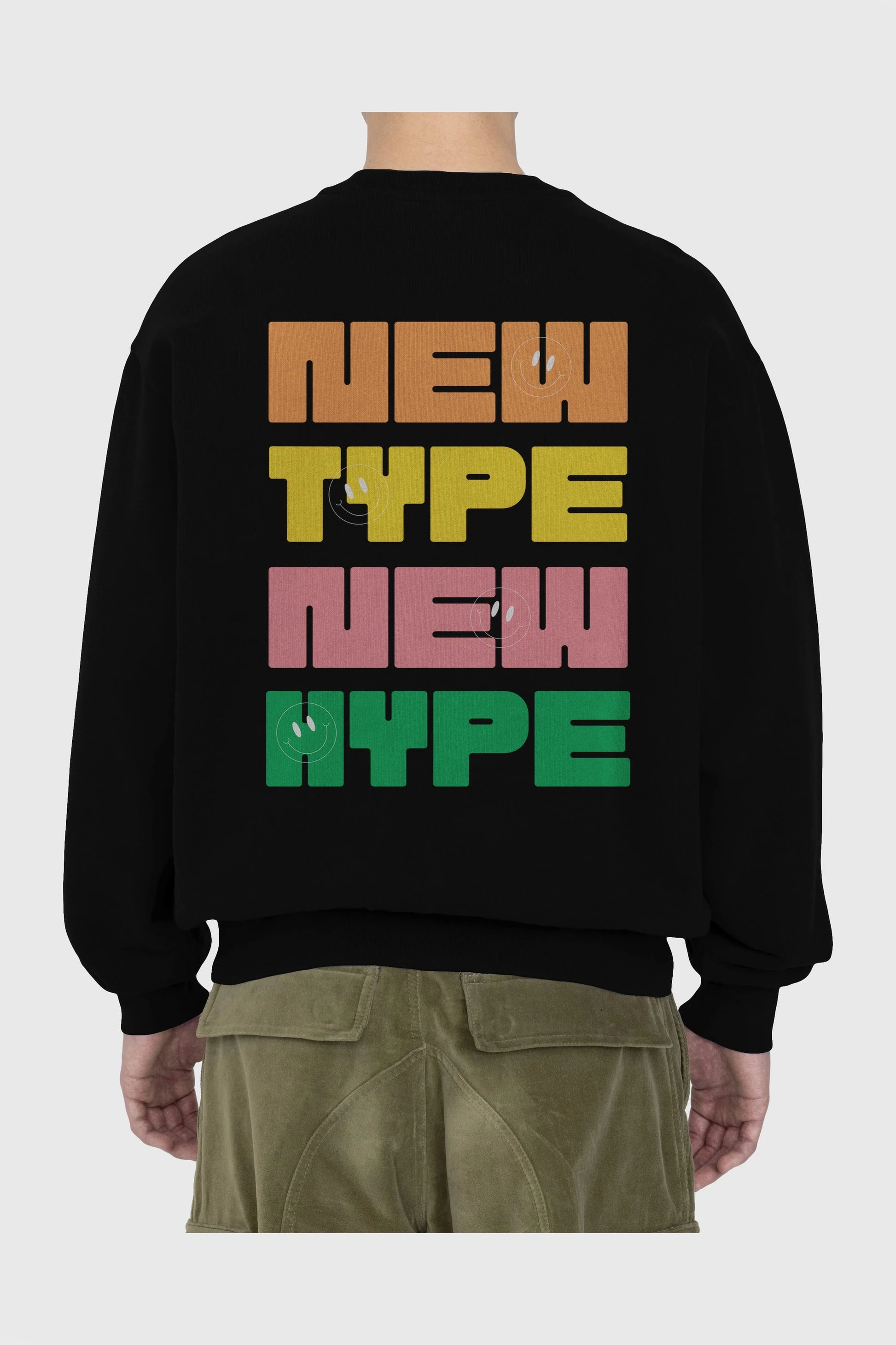 New Type New Hype Yazılı Arka Baskılı Oversize Sweatshirt Erkek Kadın Unisex