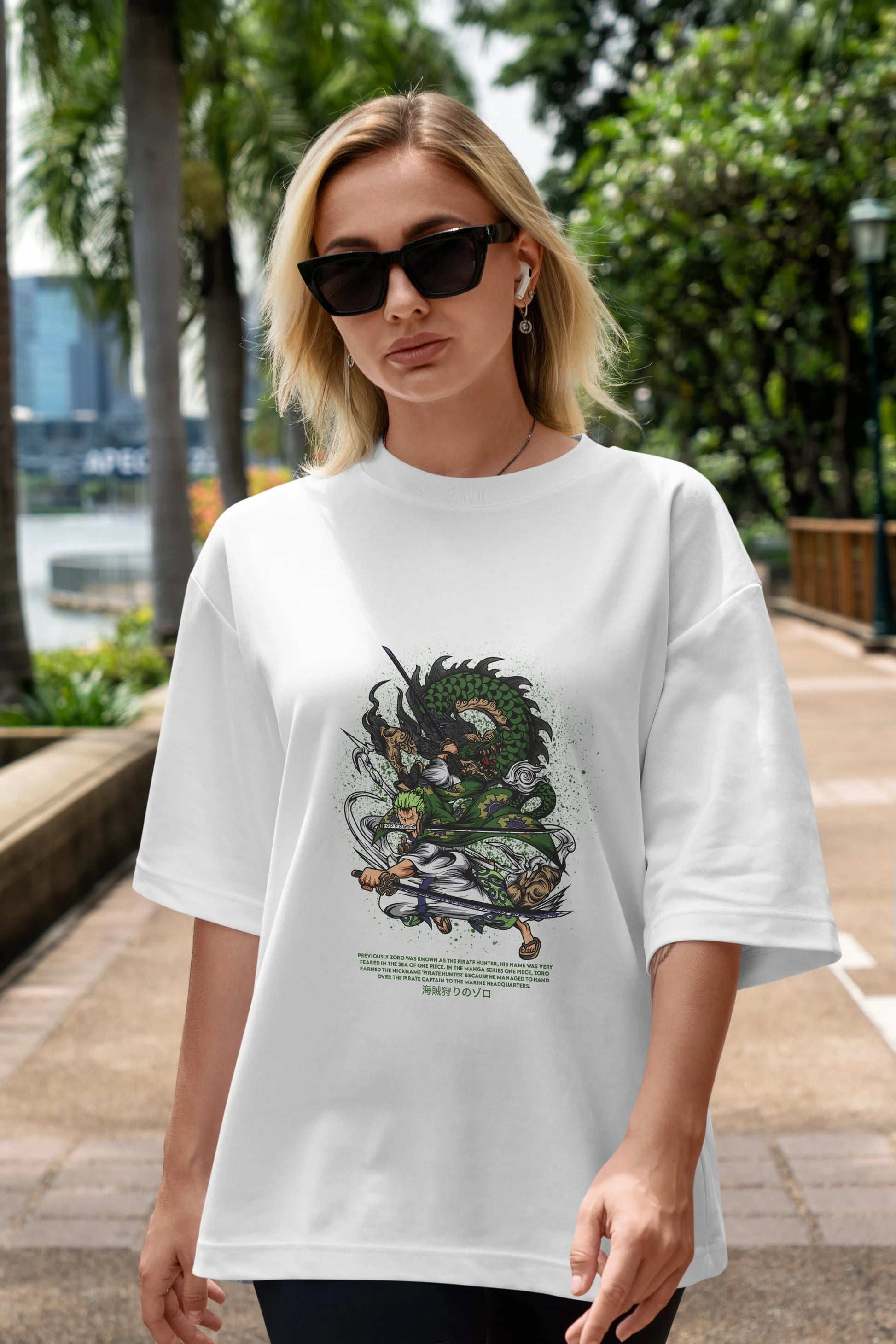 Zoro Anime Ön Baskılı Oversize t-shirt %100 pamuk Erkek Kadın Unisex