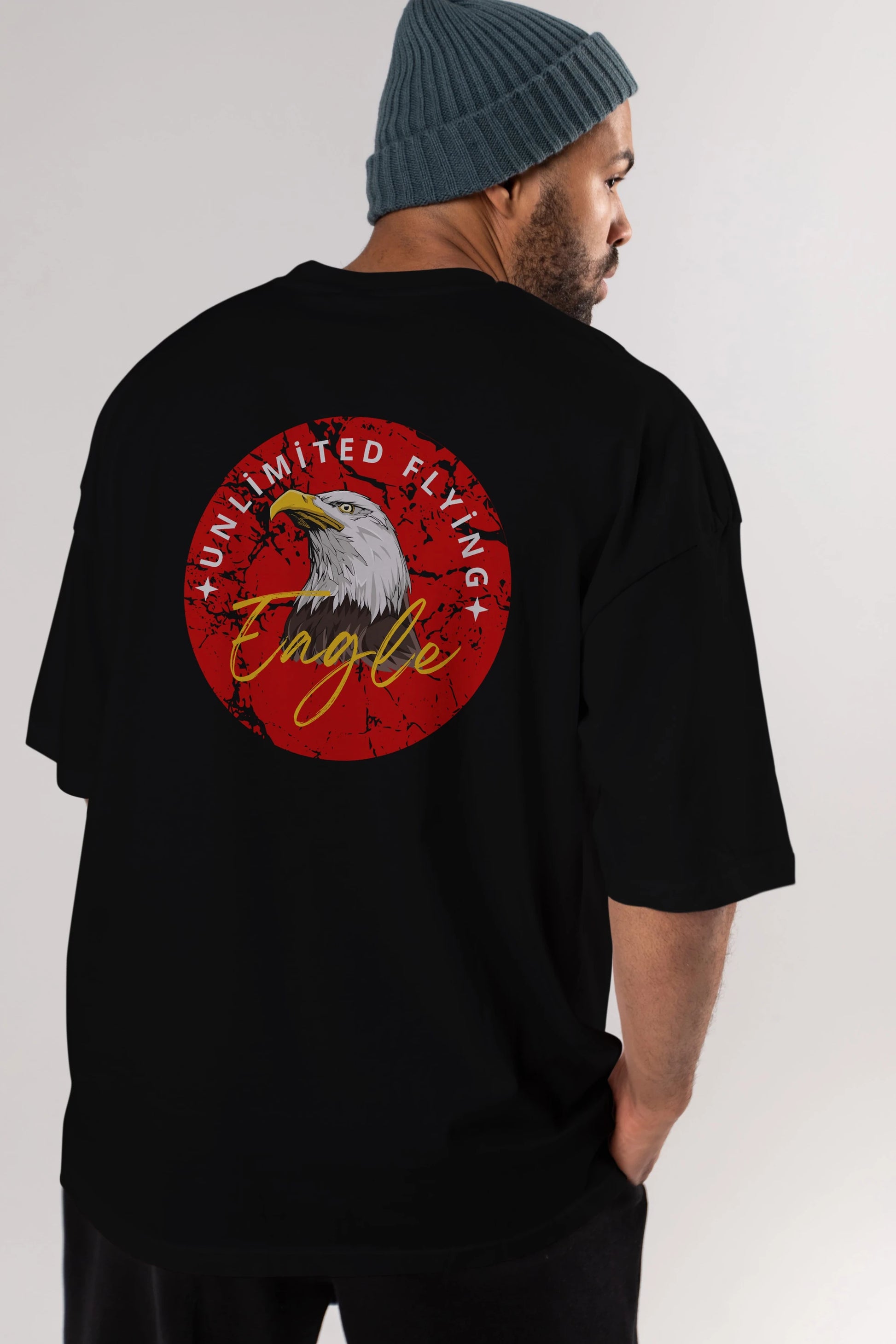 Unlimited Flying Yazılı Arka Baskılı Oversize t-shirt Erkek Kadın Unisex