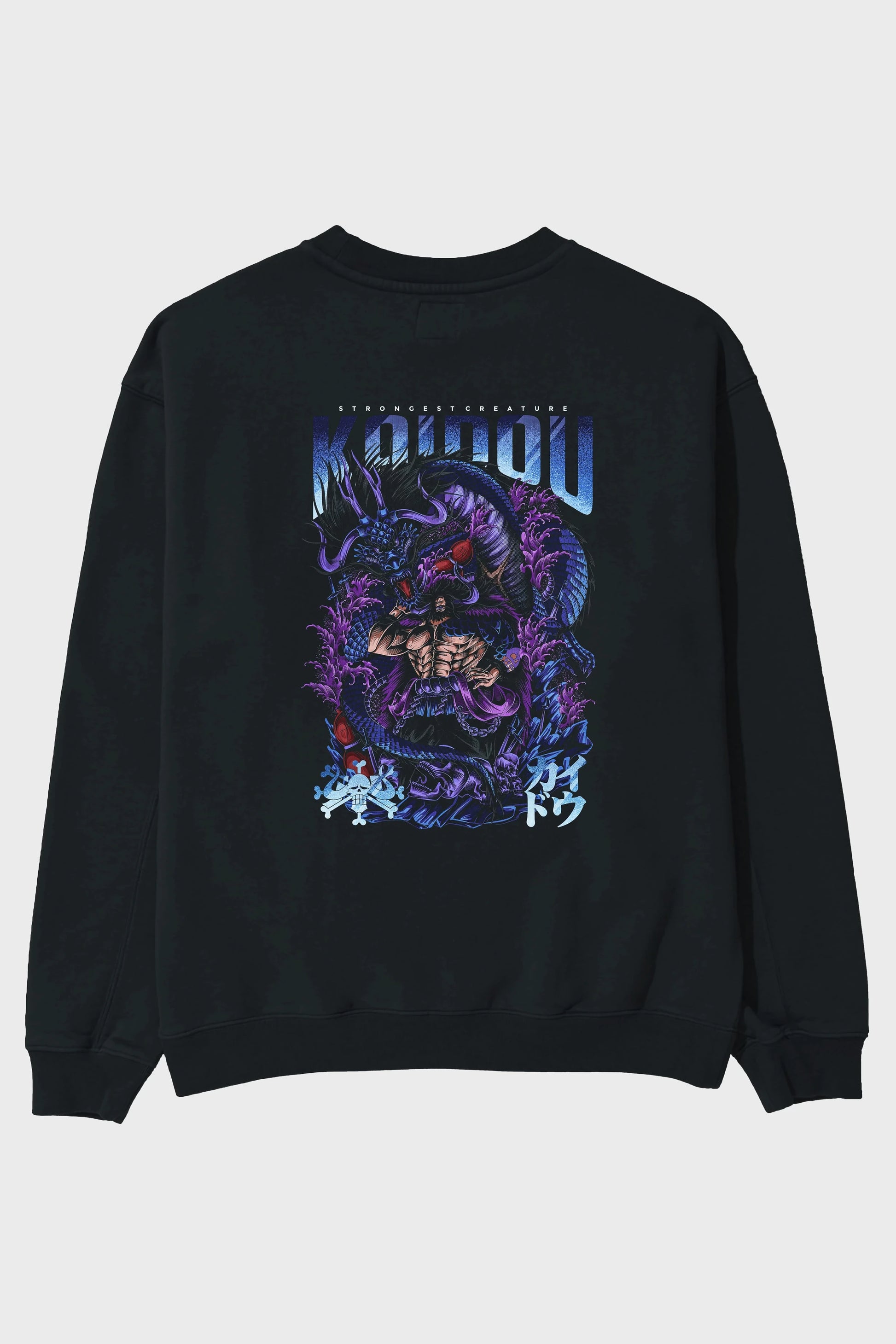 KAIDOU ONE PIECE Anime Arka Baskılı Oversize Sweatshirt Erkek Kadın Unisex