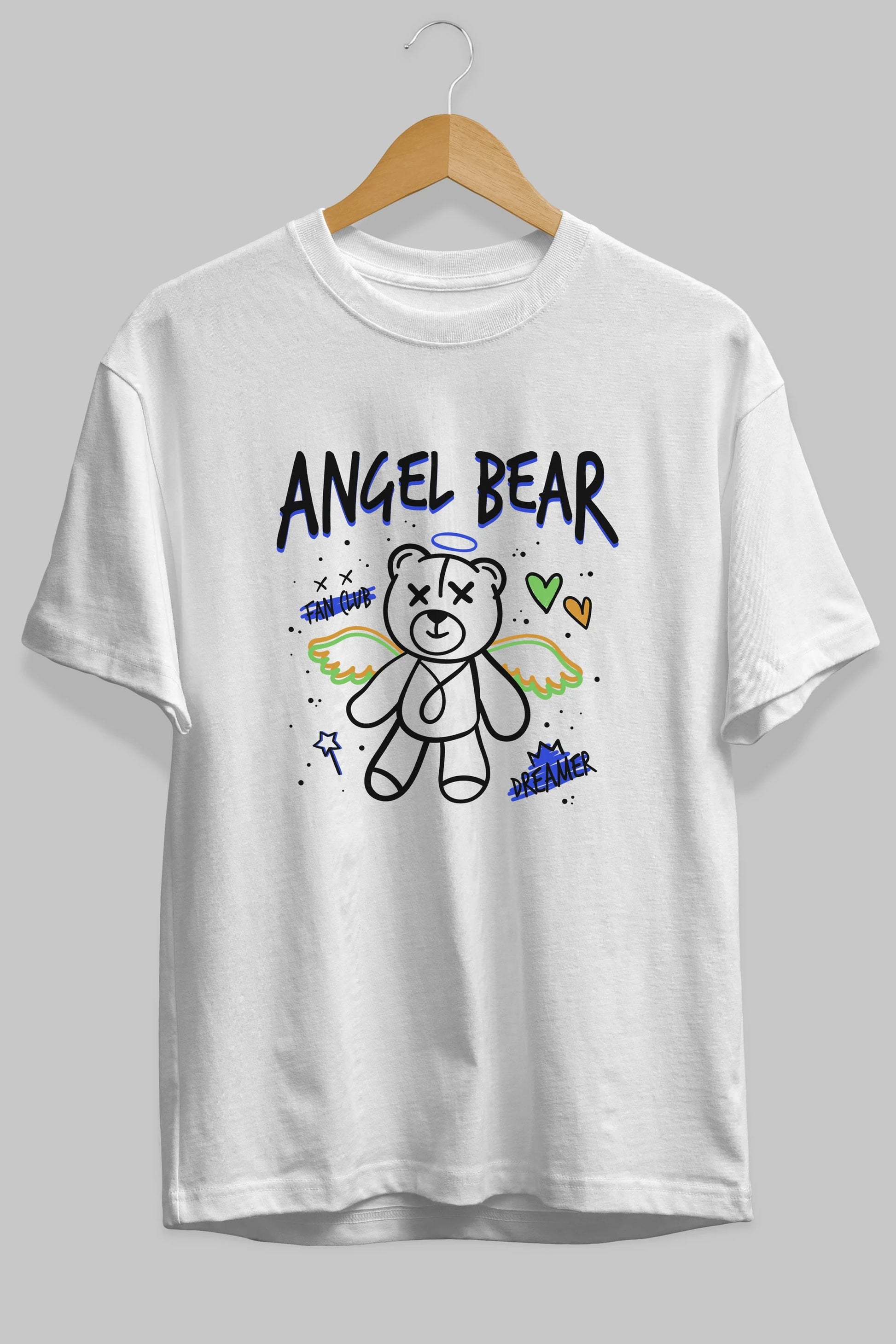 Angel Bear Ön Baskılı Oversize t-shirt Erkek Kadın Unisex