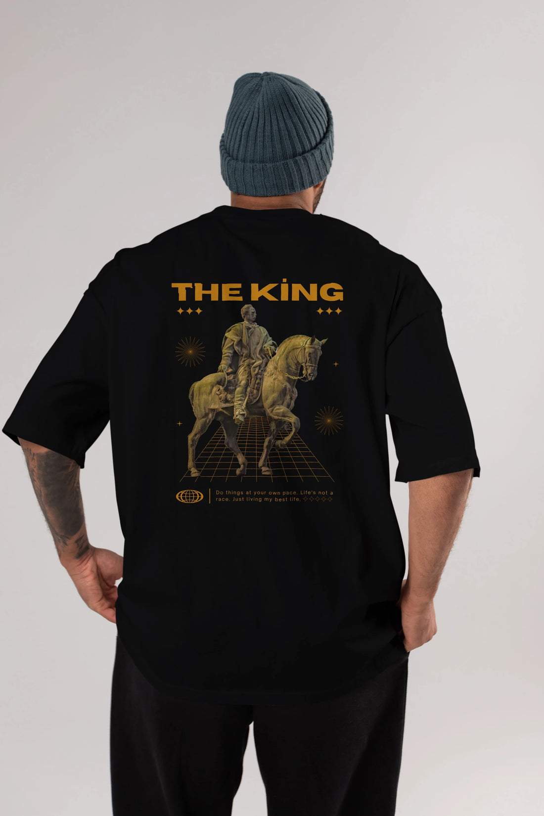 The King Yazılı Arka Baskılı Oversize t-shirt Erkek Kadın Unisex