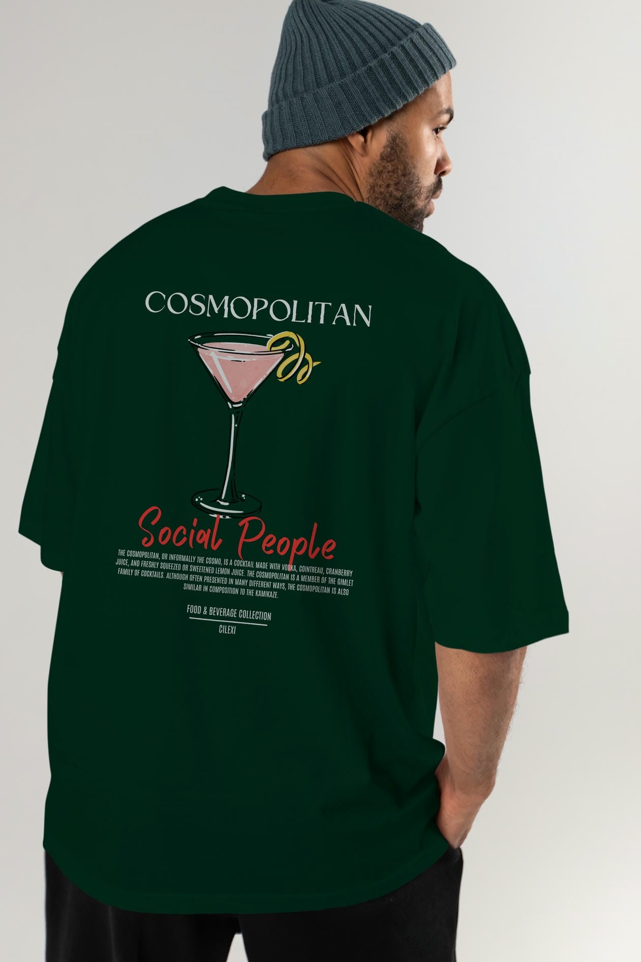 Cosmopolıtan Kokteyl Serisi Baskılı Oversize t-shirt Erkek Kadın Unisex %100 Pamuk Bisiklet Yaka tişort