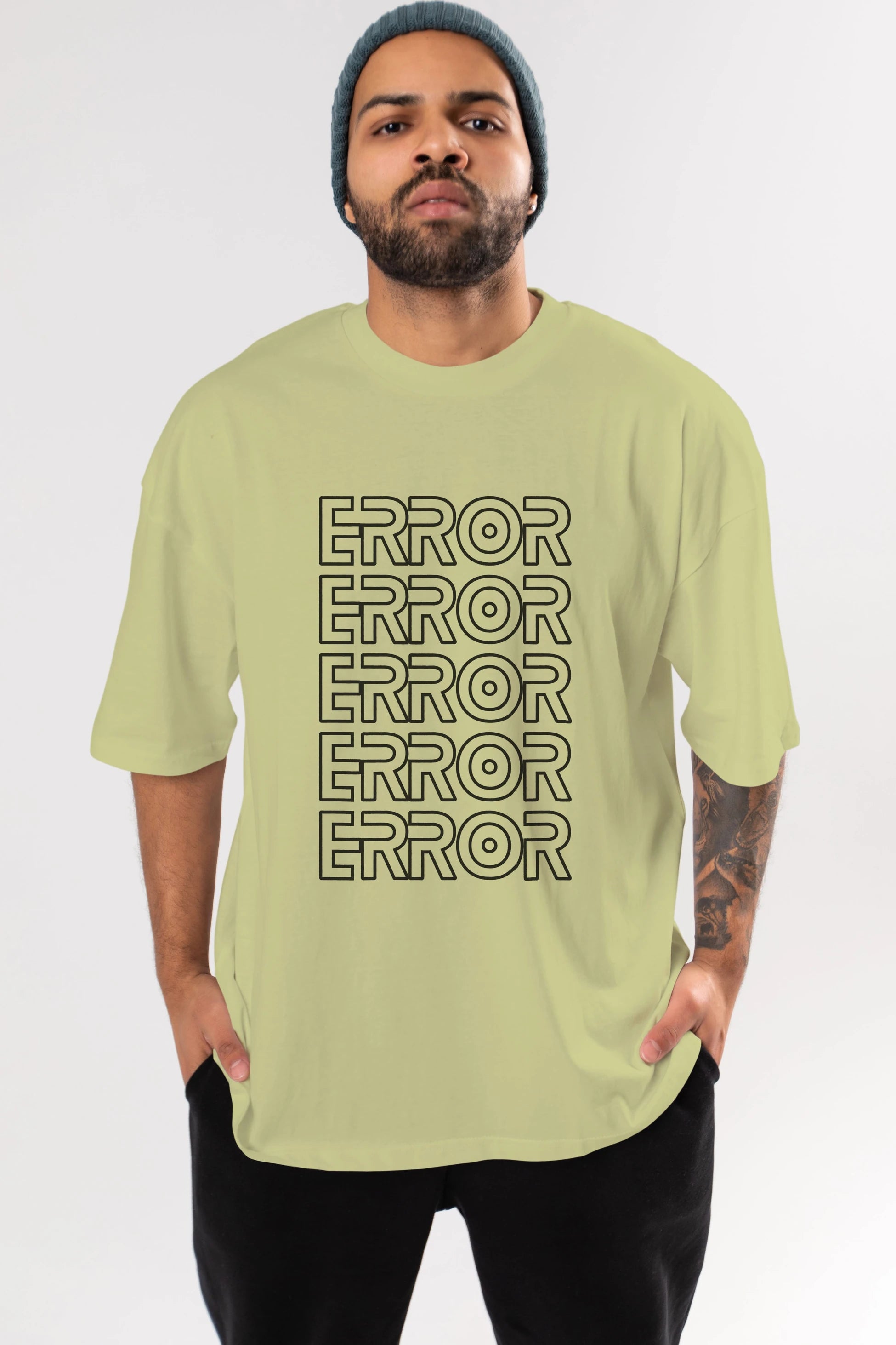 Error Yazılı Ön Baskılı Oversize t-shirt Erkek Kadın Unisex